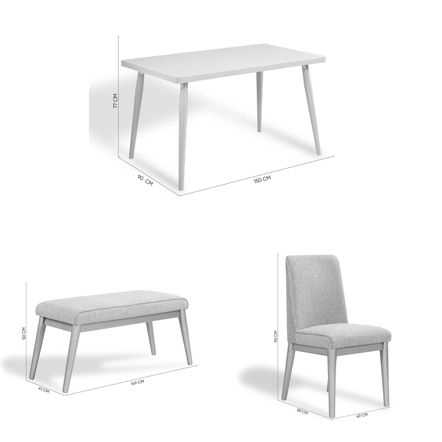 Comedor 6 Puestos Luma Eurolino Premier Perla, Champaña