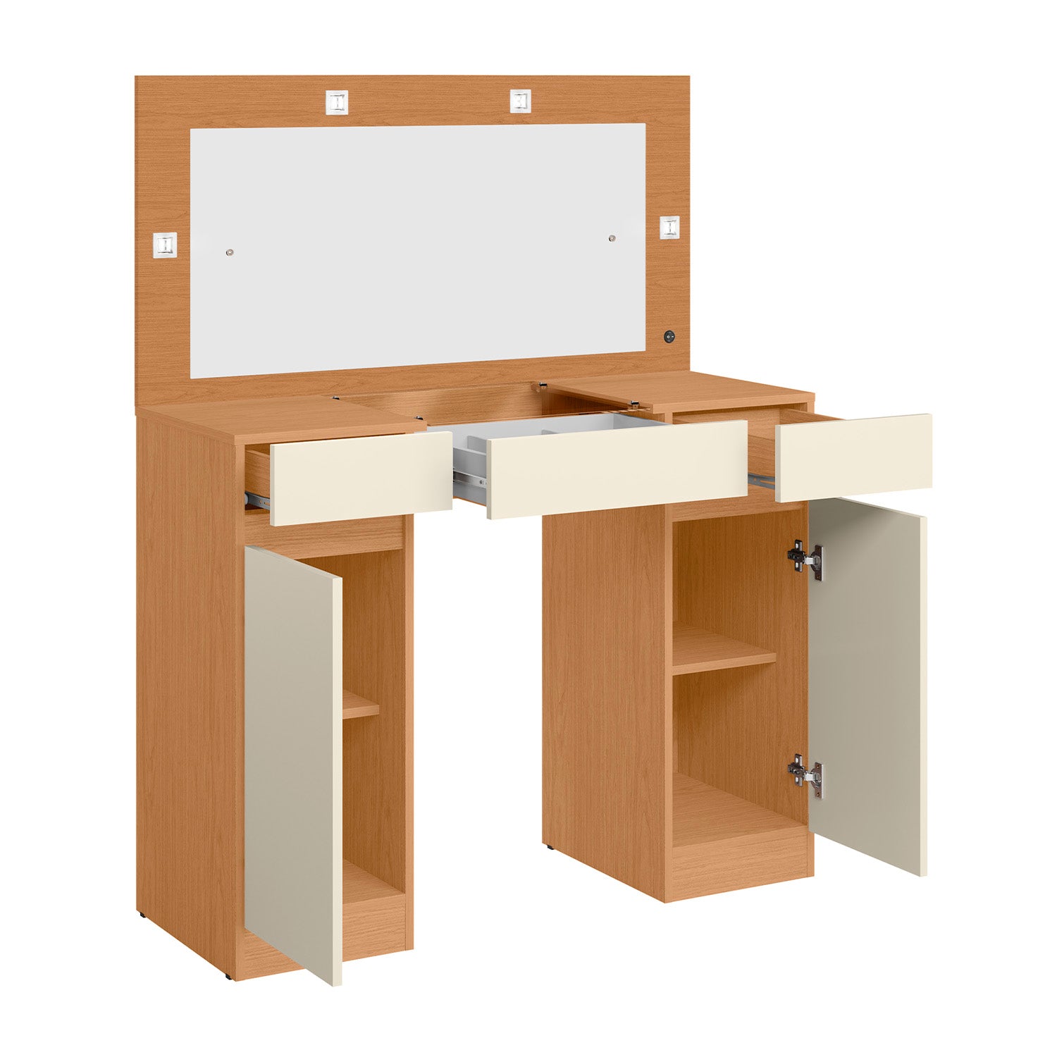 Tocador Filipo Natural, Off White Con Luz Led