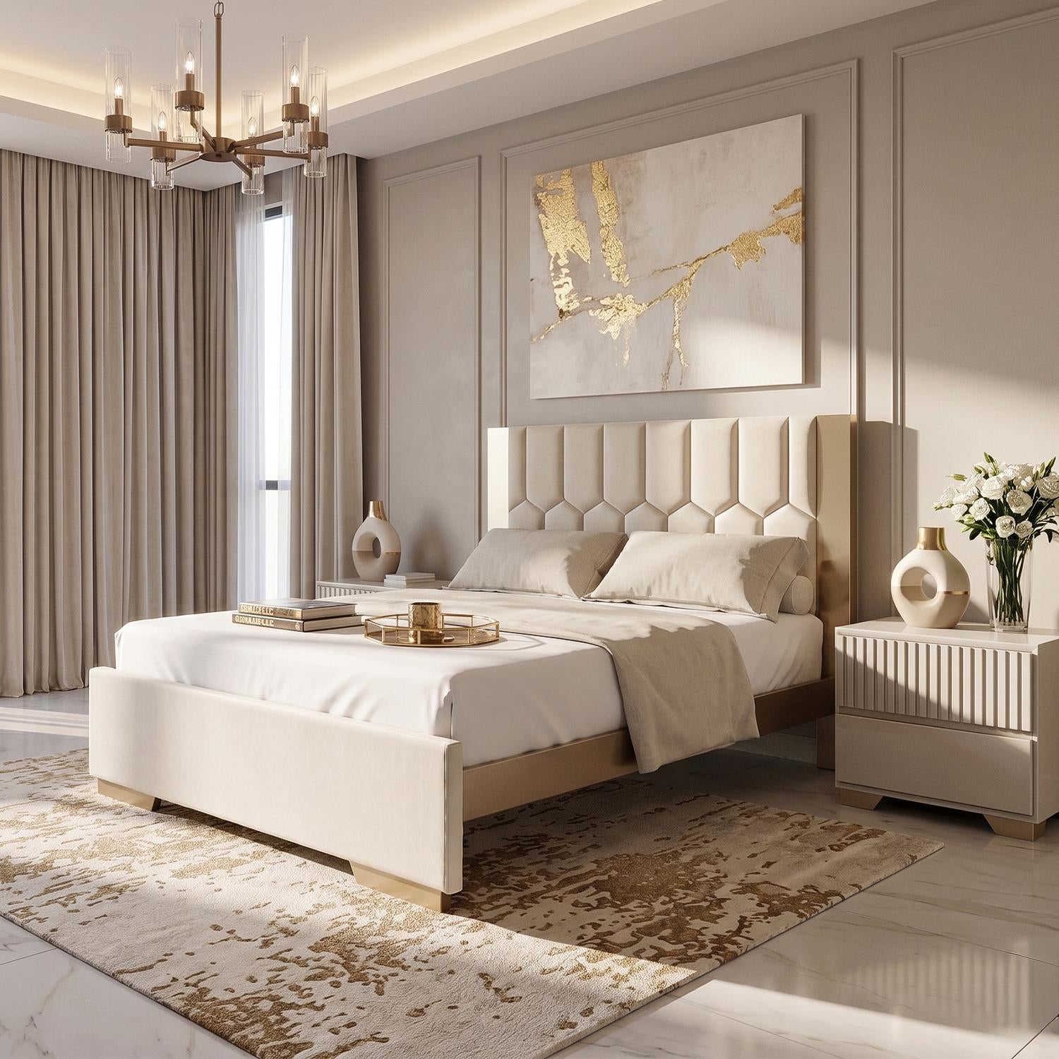Cama Queen Orus Premier Perla, Champaña