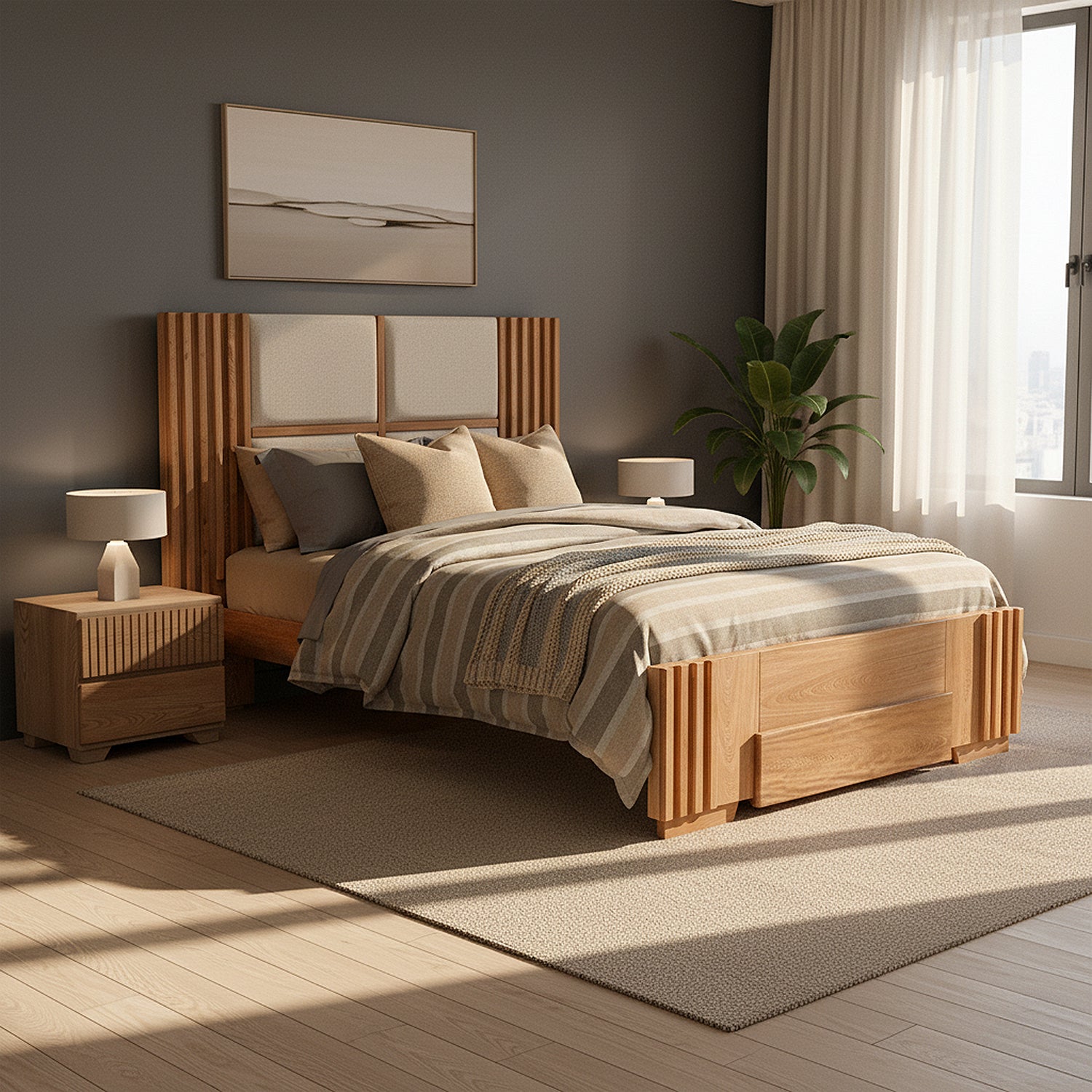 Cama Semi Doble Texas Beige, Natural*