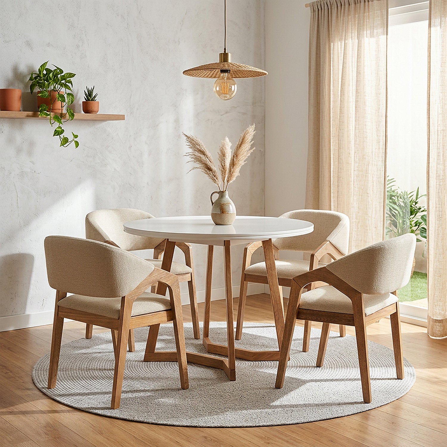 Comedor 4 Puestos Capri Impetu Beige, Natural