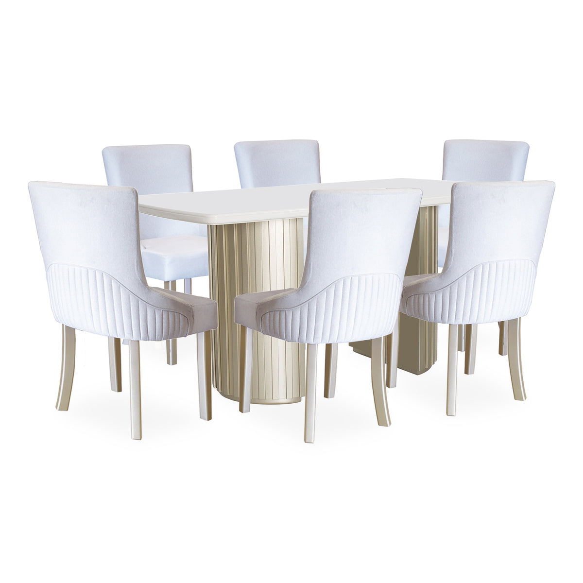 Comedor 6 Puestos Firence Velvet Suprema Sand, Champaña