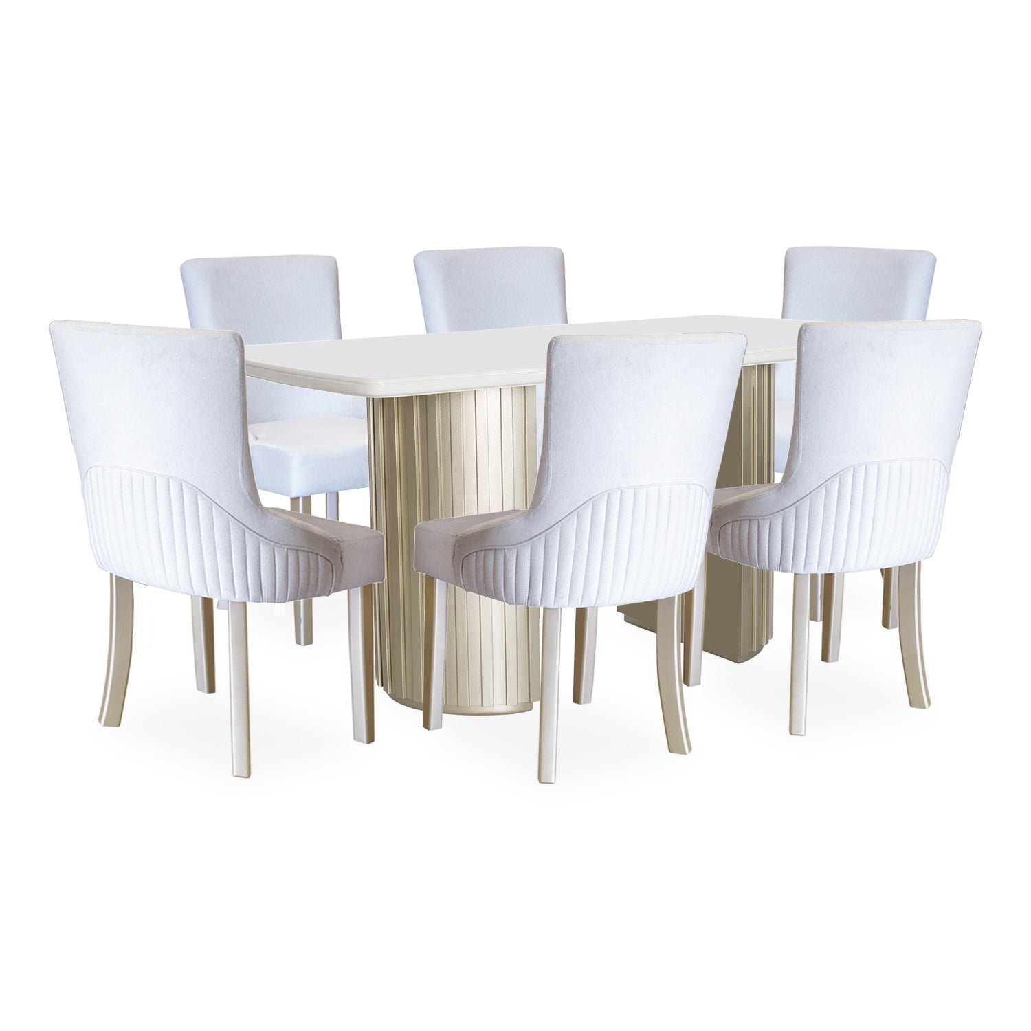 Comedor 6 Puestos Firence Velvet Suprema Sand, Champaña