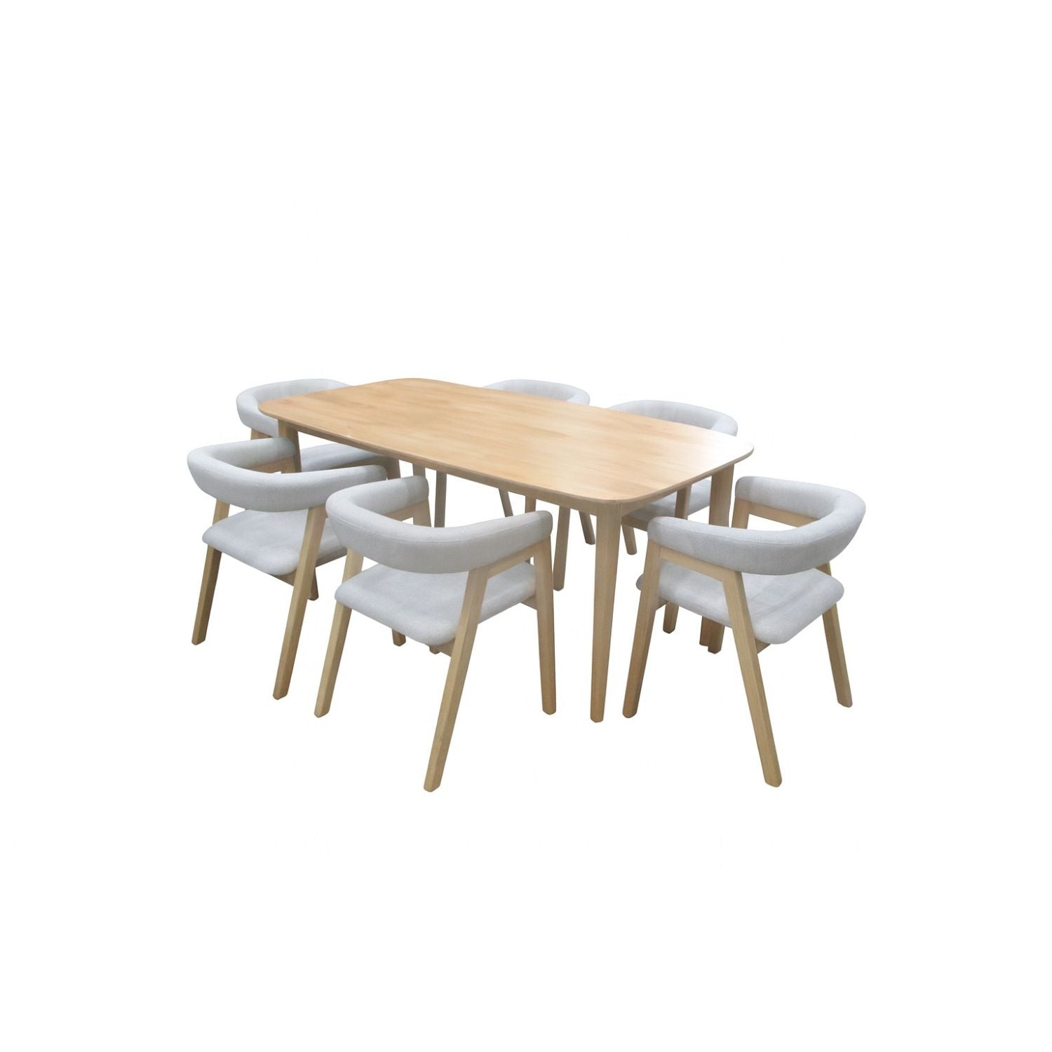 Comedor 6 Puestos Toronto Velvet Beige, Natural