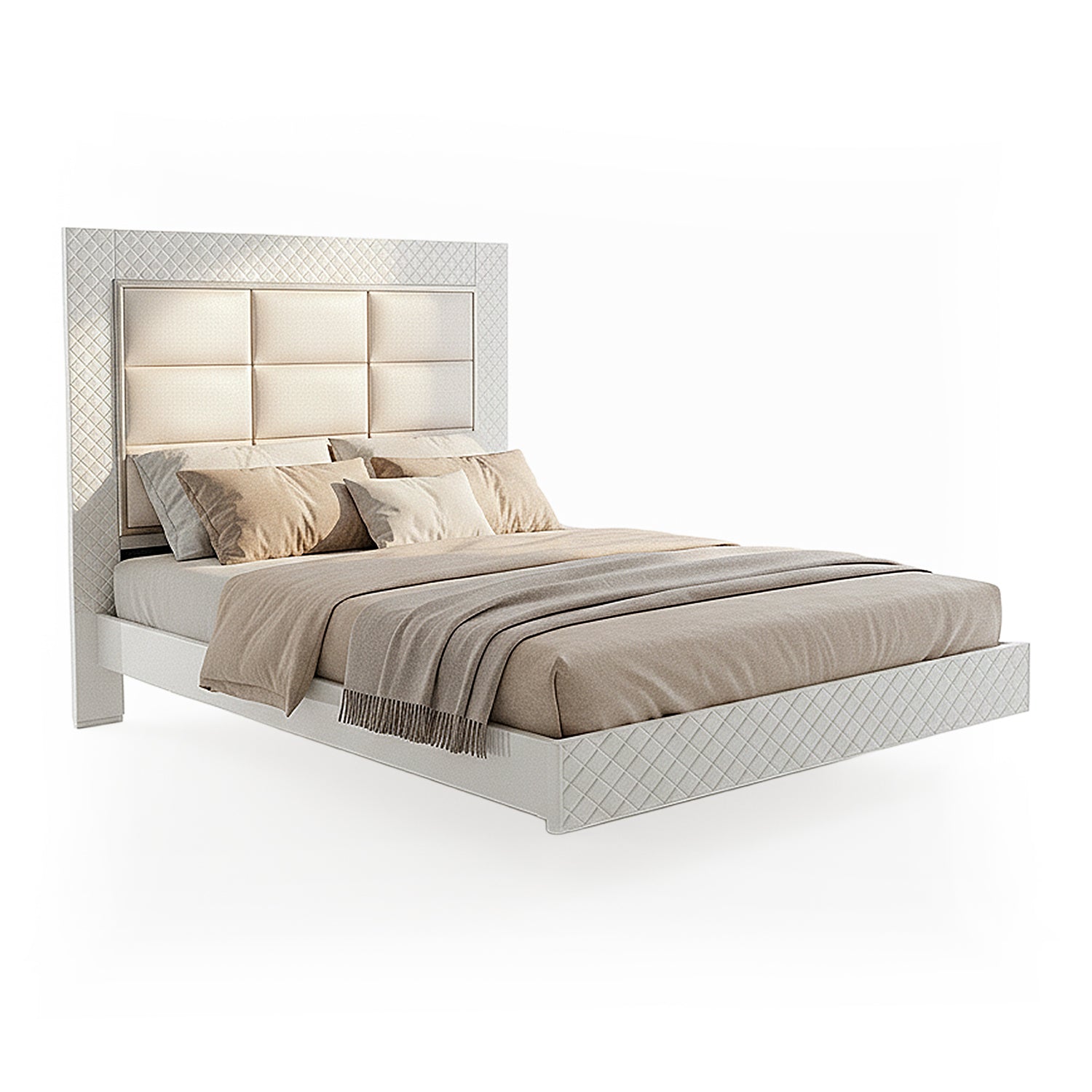 Cama Doble Ventury Eurolino Perla, Off White