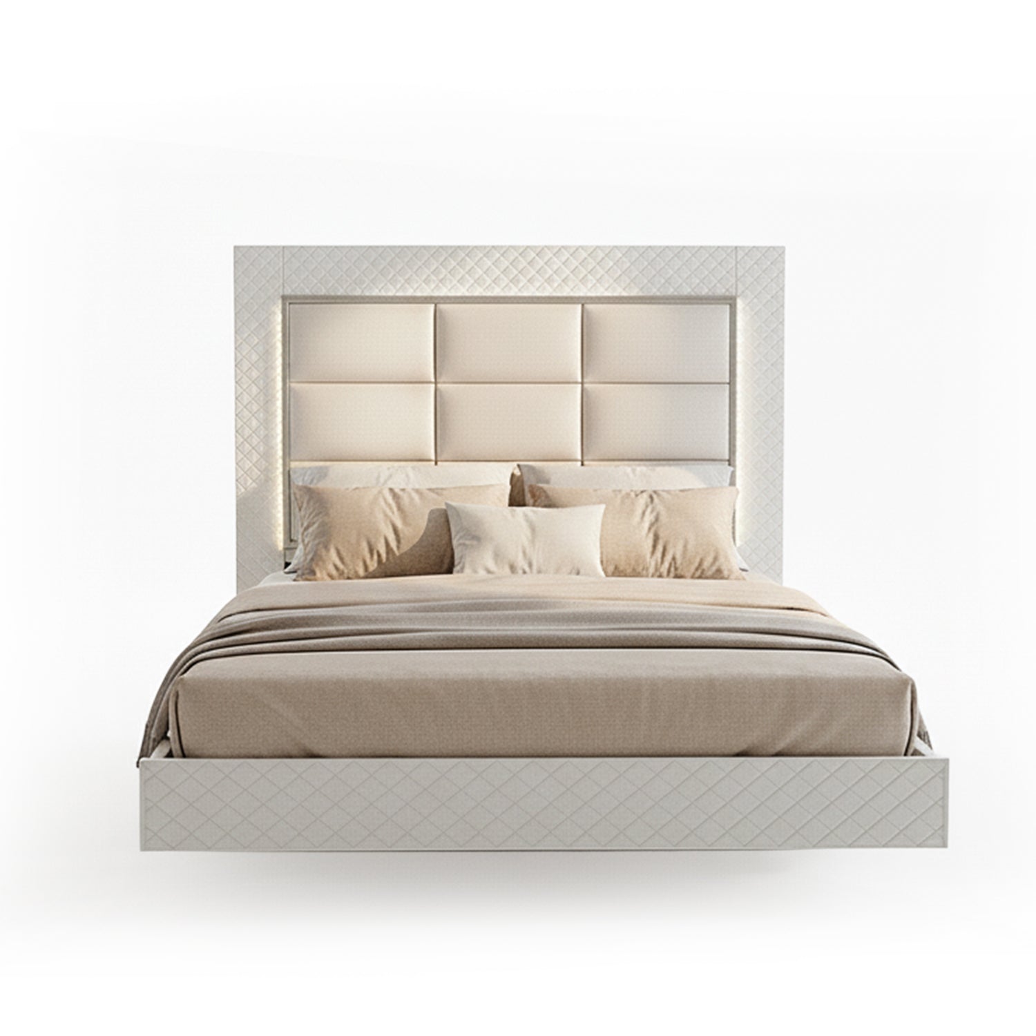 Cama Doble Ventury Eurolino Perla, Off White