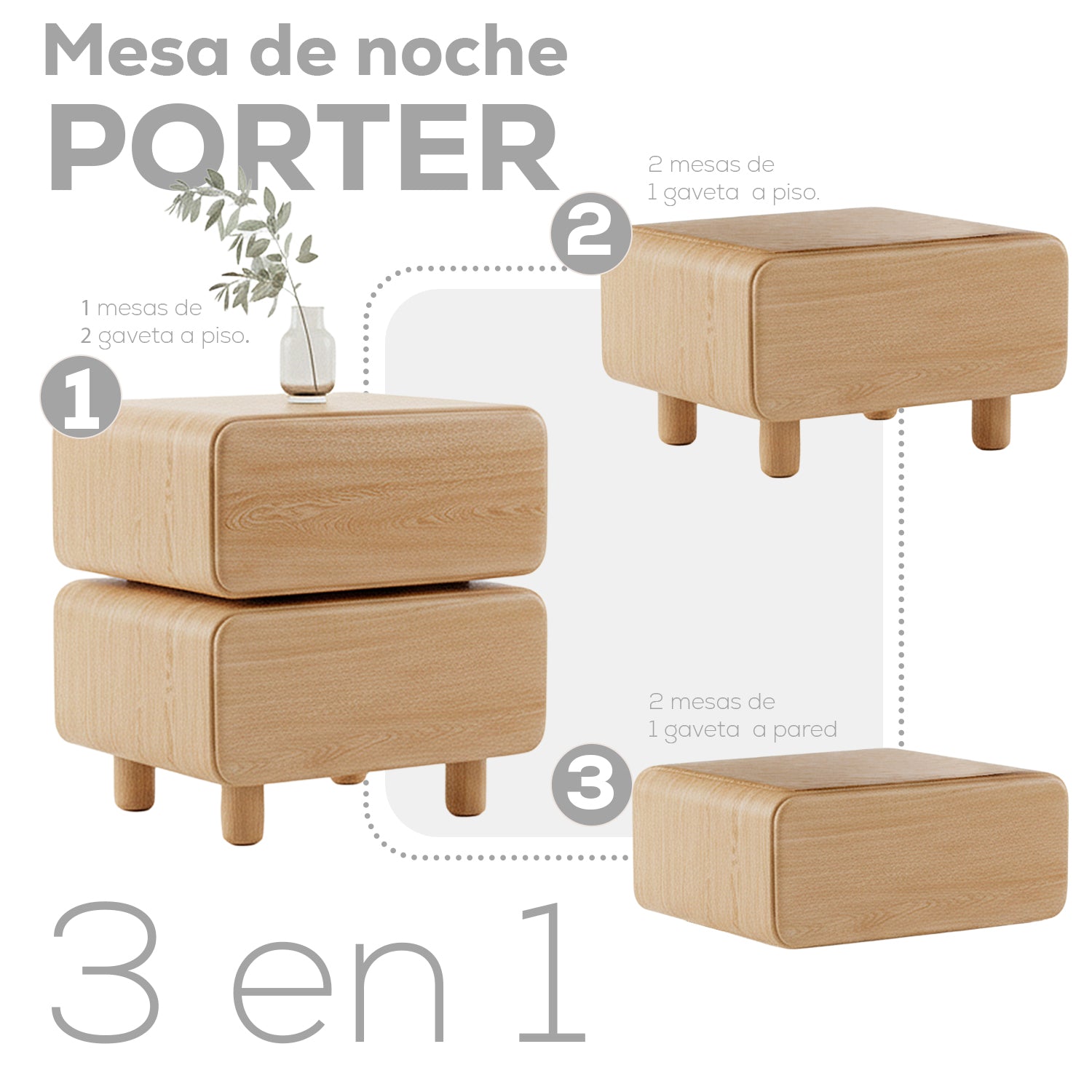 Alcoba Semidoble Porter Eurolino Boucle Arena, Natural