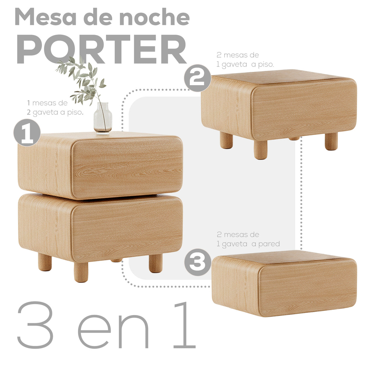 Alcoba Queen Porter Eurolino Boucle Arena, Natural