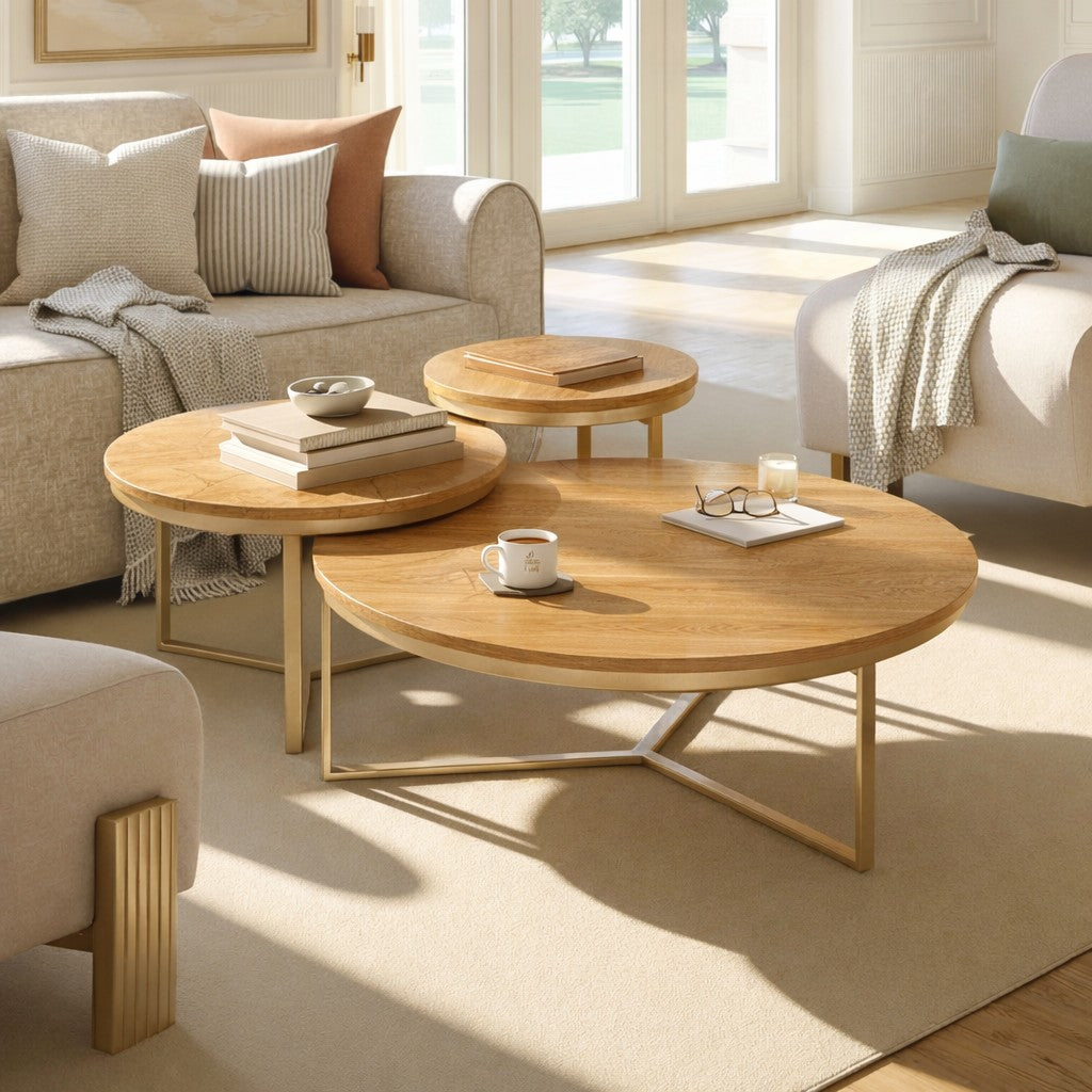 Mesa de Centro Luma 60 Natural, Champaña