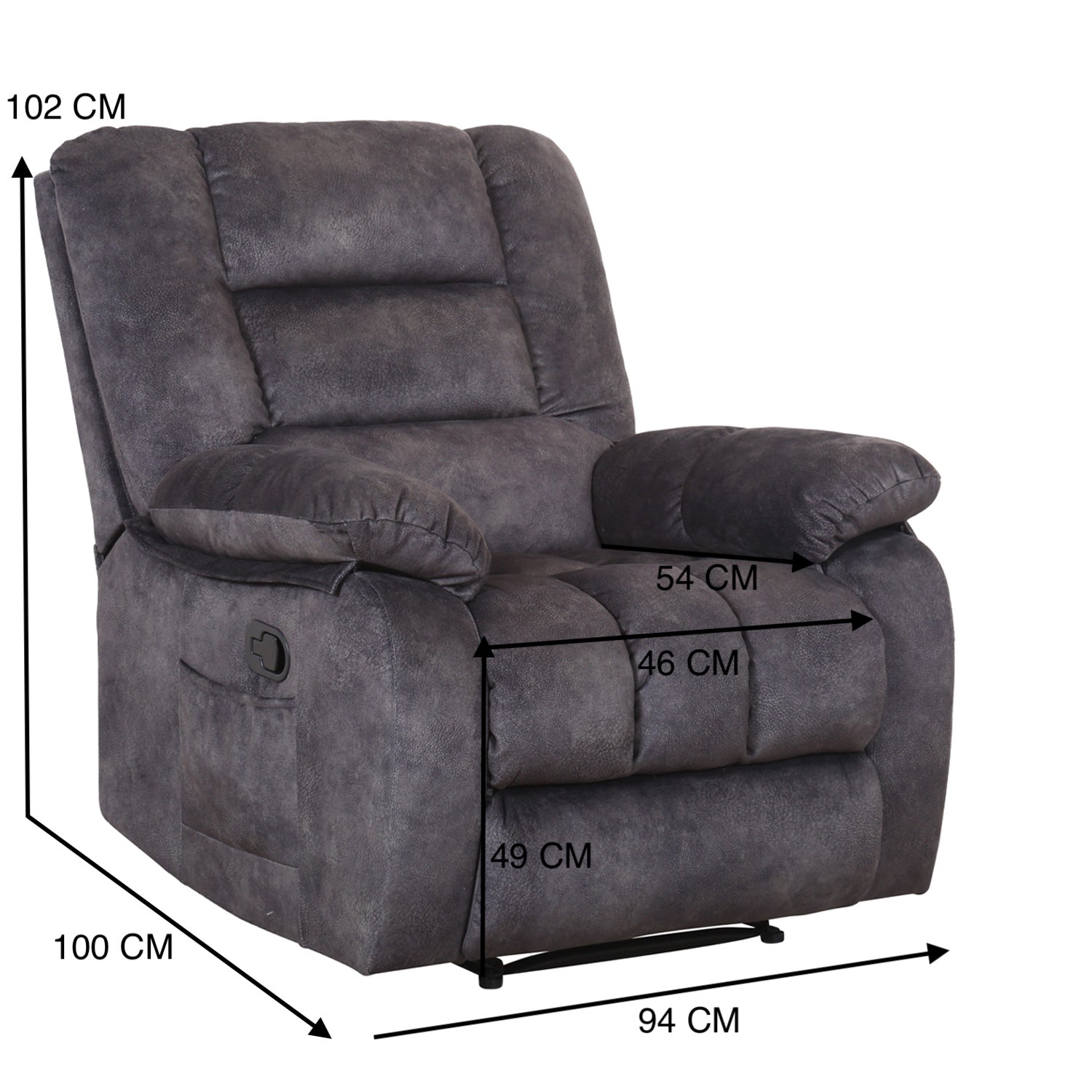 Sillón Reclinable Alfa Velvet Plomo