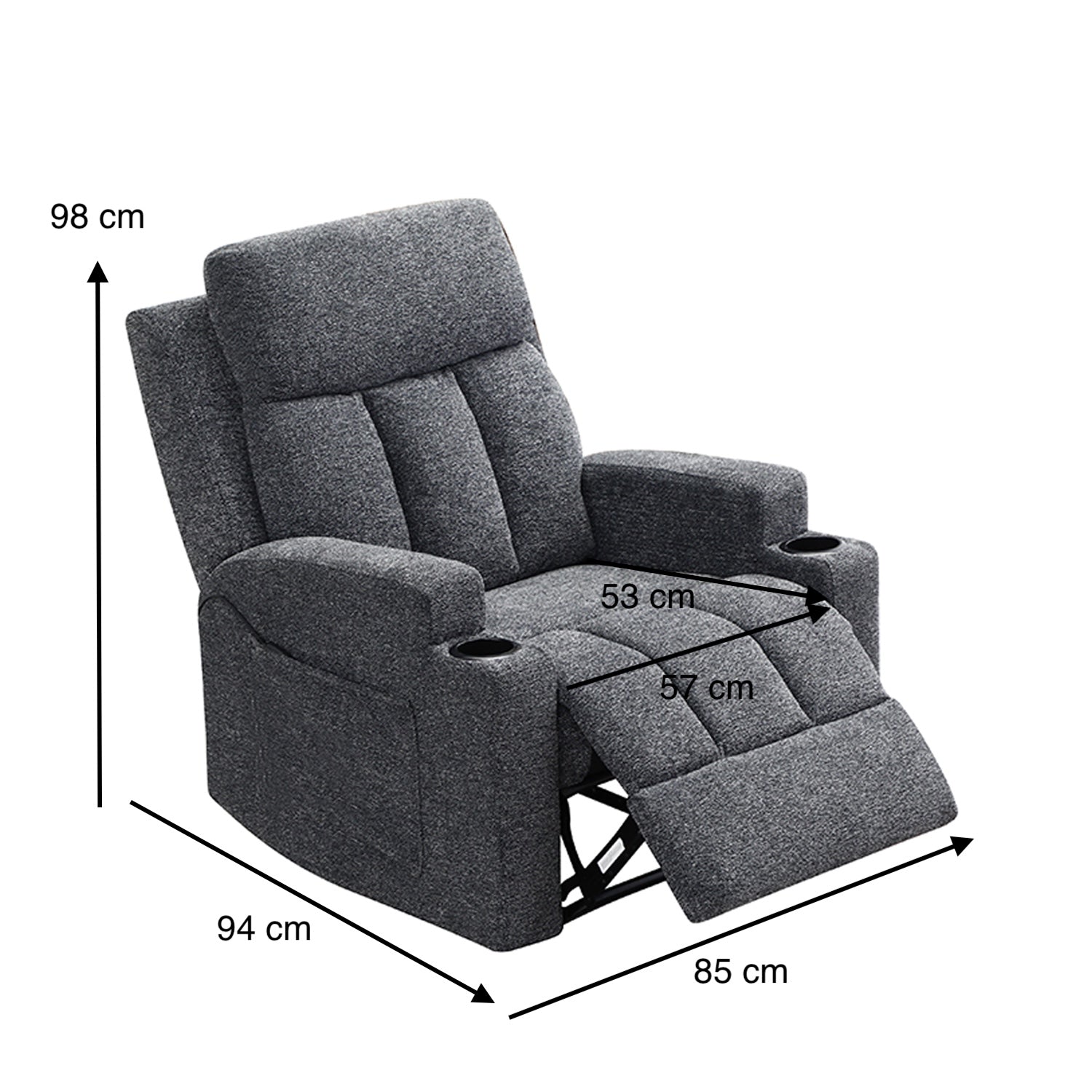Sillón Reclinable Omega Chenille Plomo