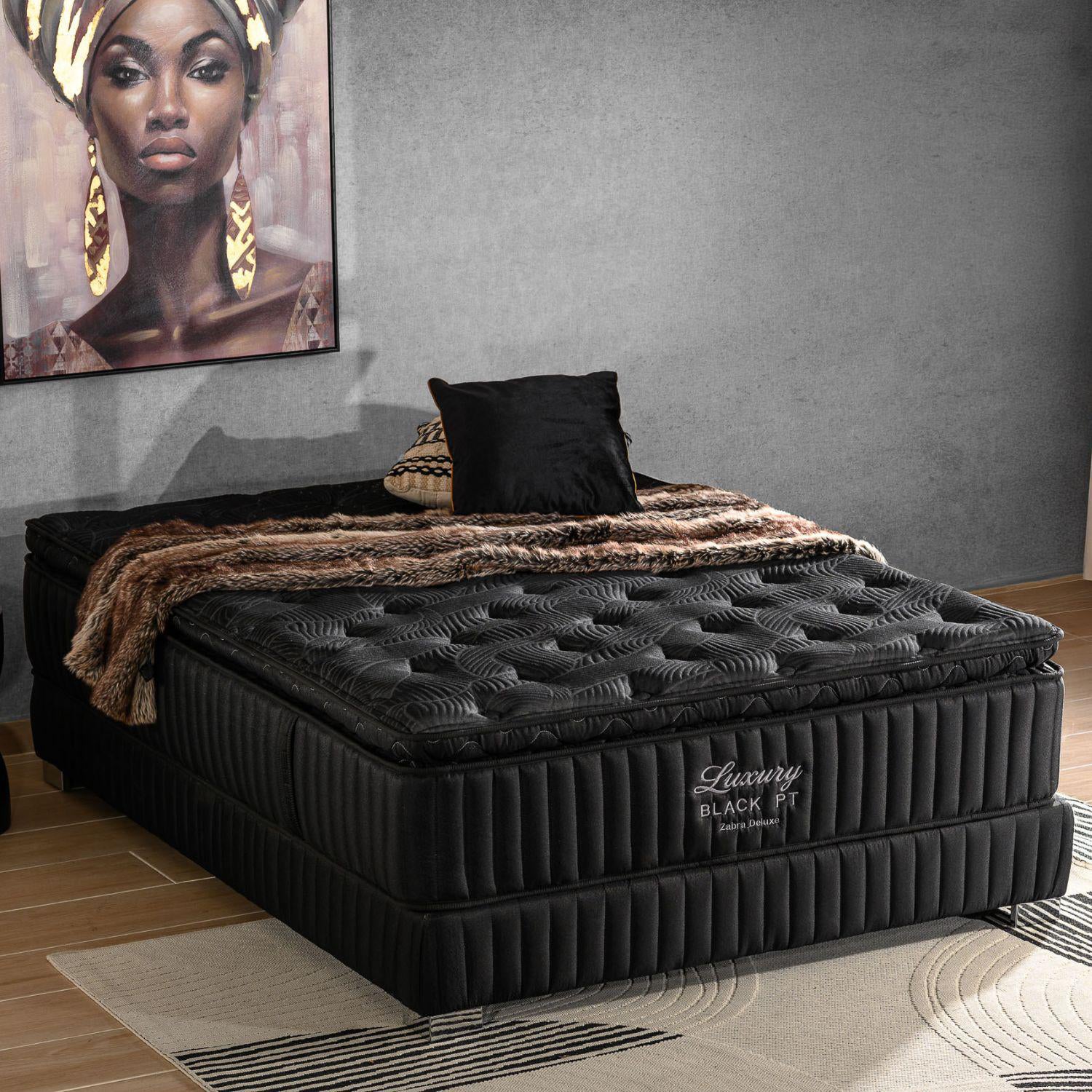 Colchón Semi Doble Luxury Black Pilow Top