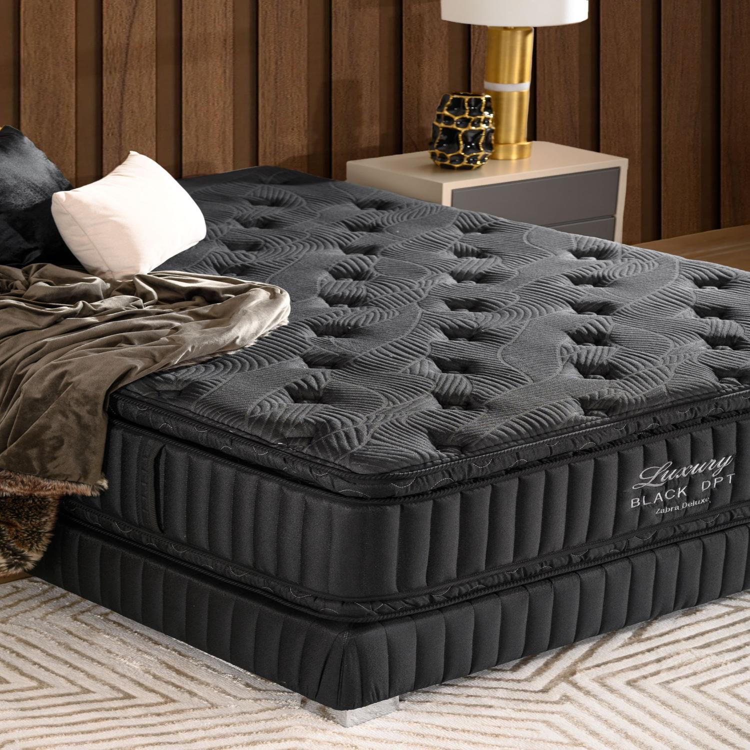 Colchón Queen Luxury Black Doble Pillow Top