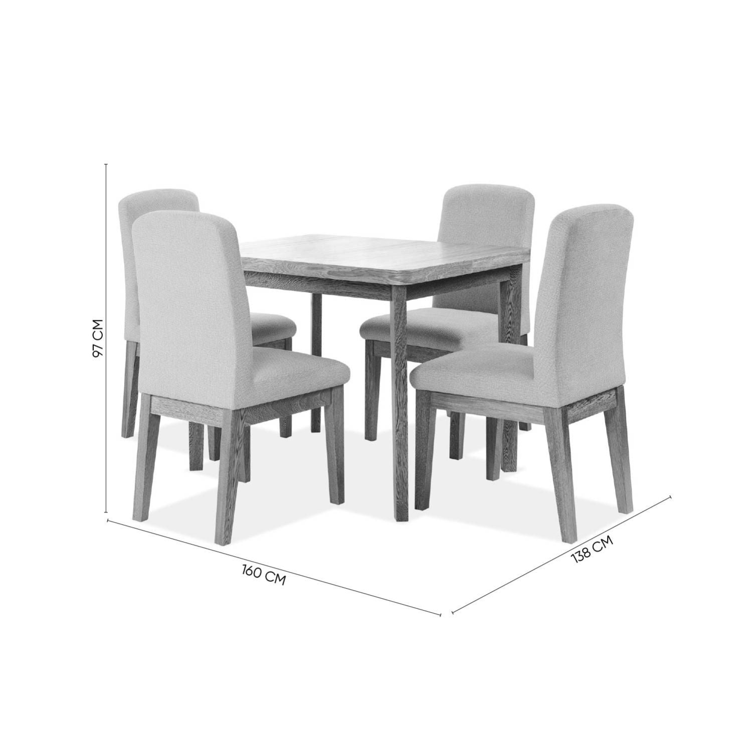 Comedor 4 Puestos Milu Microfibra Beige, Natural