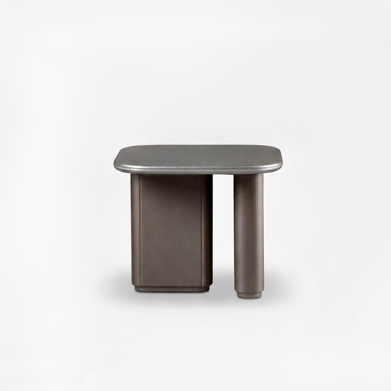 Mesa Esquinera Fendi 50x45 Gris, Taupe Perla