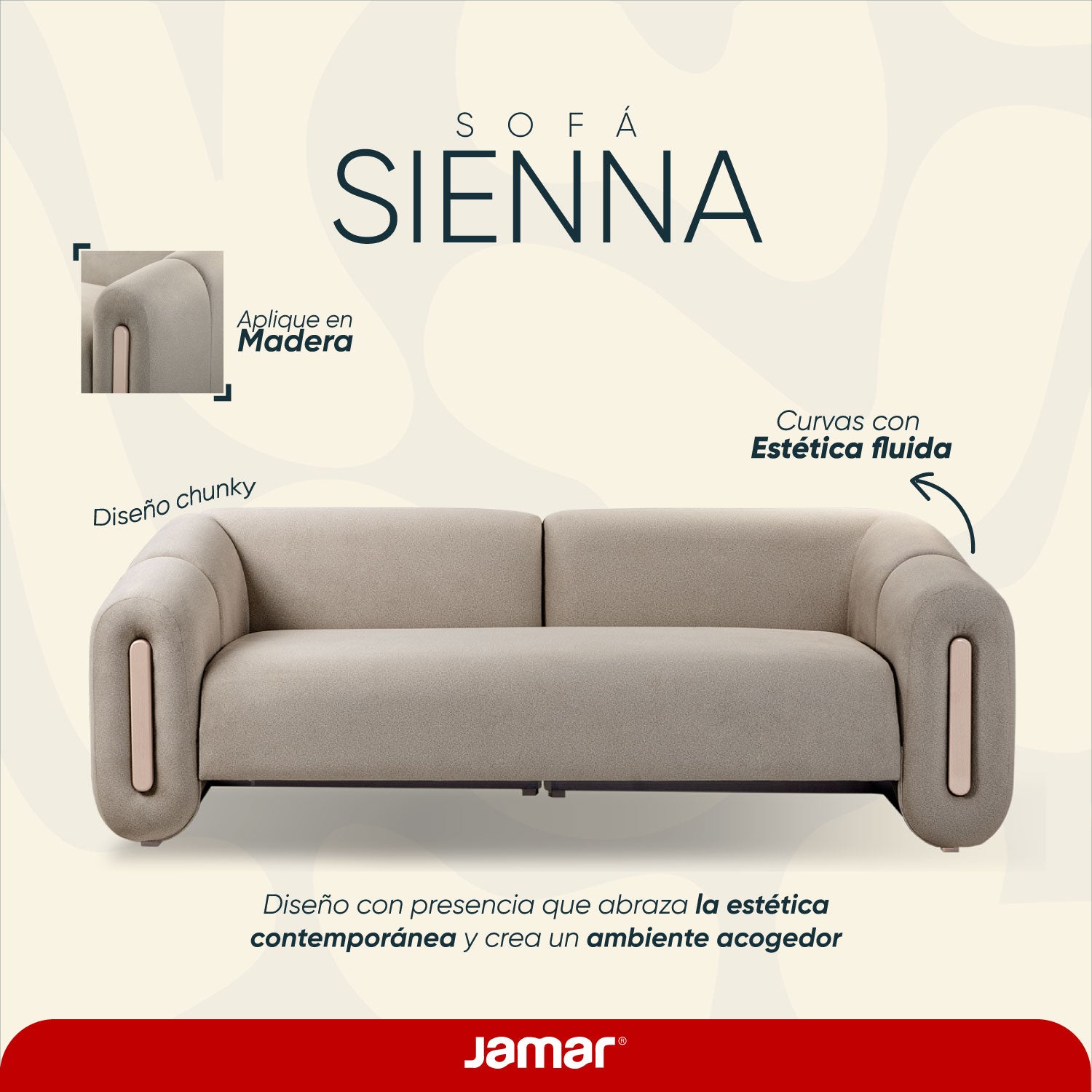 Sofá 2 Puestos Sienna Serena Cocoa, Latte