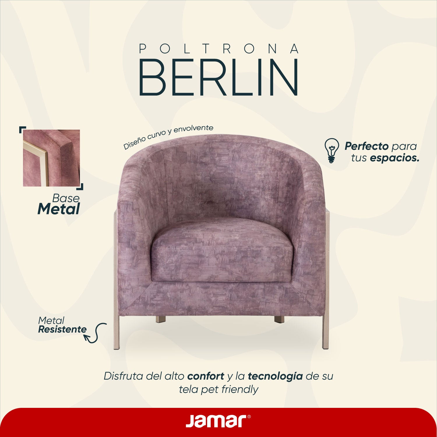 Poltrona Berlin Velvet Berenjena, Champaña
