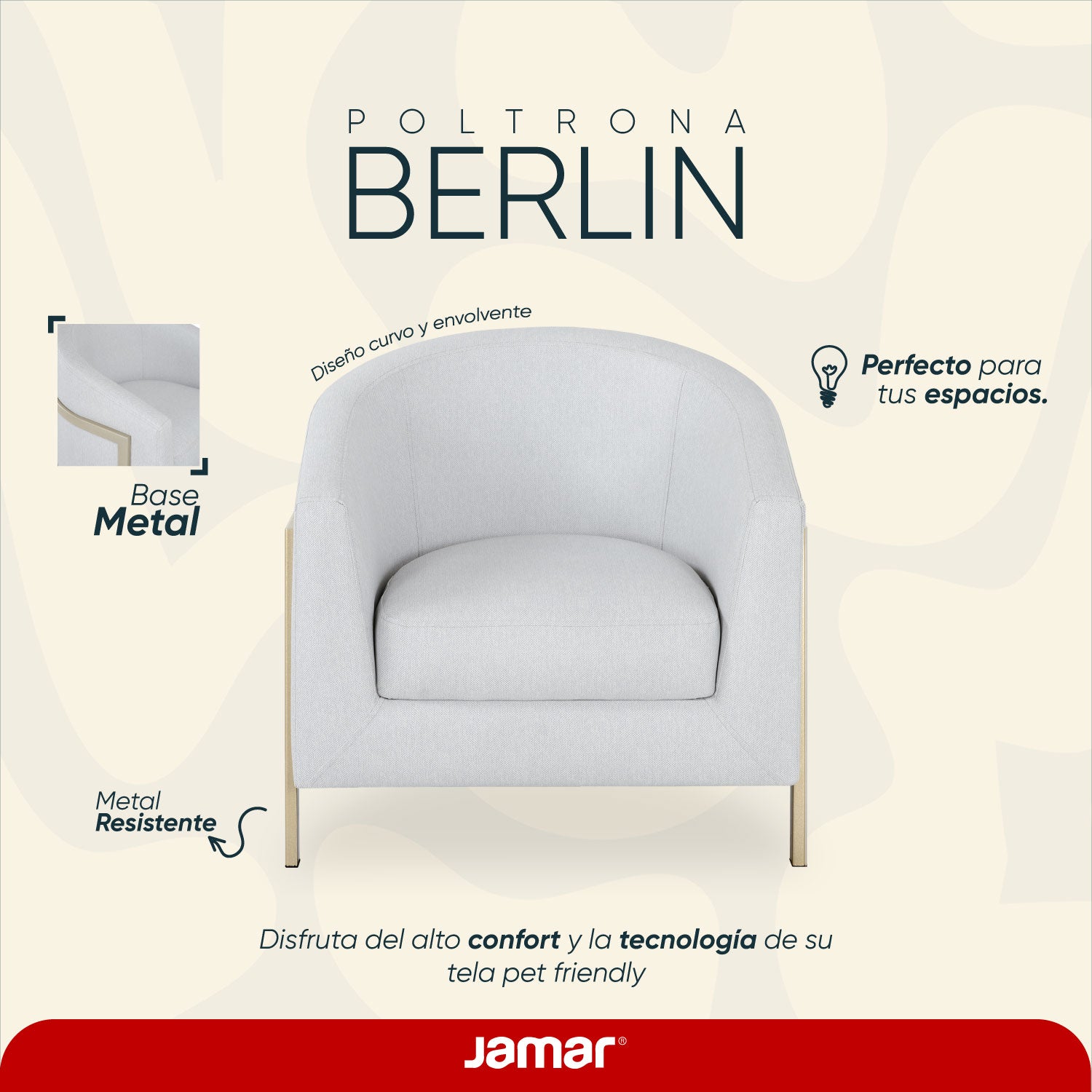 Poltrona Berlin Eurolino Sierra Gris, Champaña