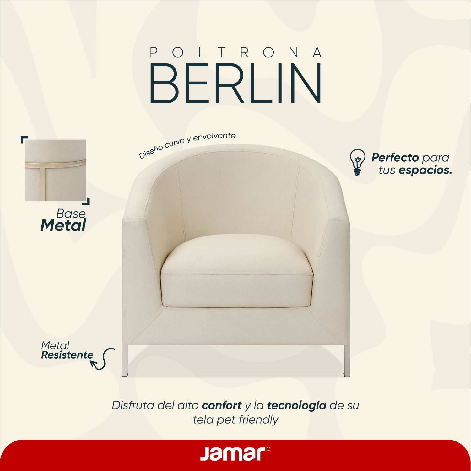 Poltrona Berlin Eurolino Preston Marfil, Champaña