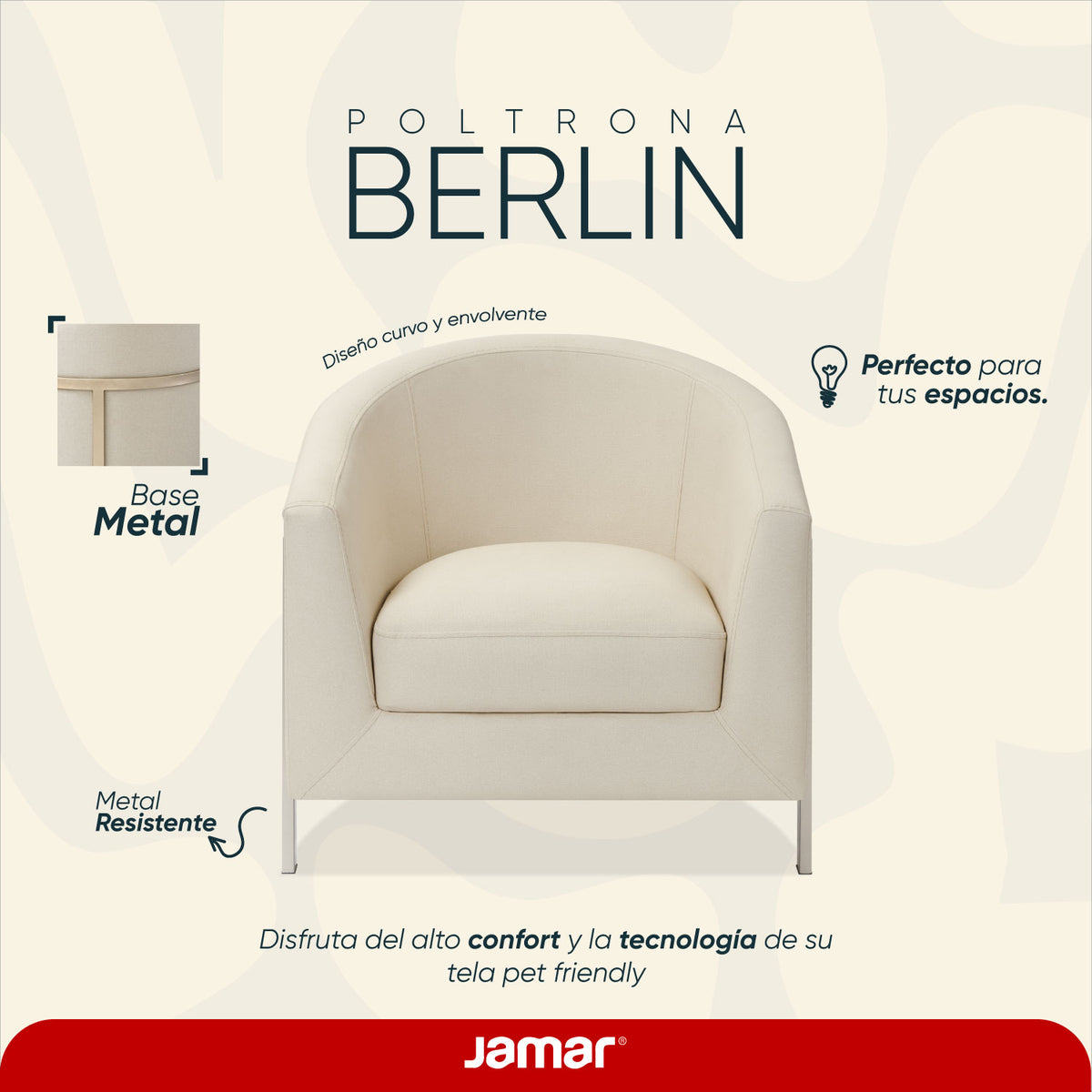 Poltrona Berlin Eurolino Preston Marfil, Champaña