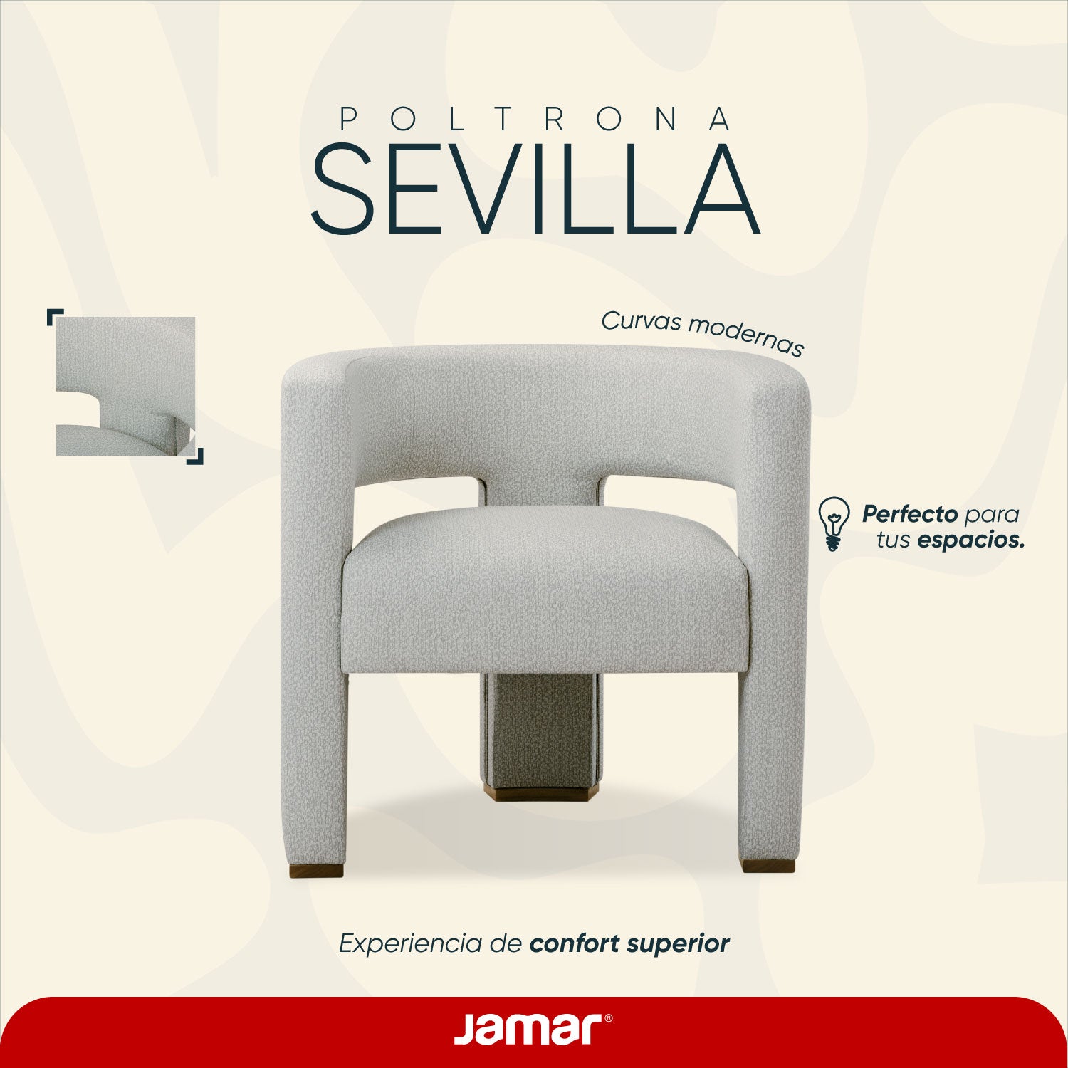 Poltrona Sevilla Eurolino Marfil, Natural