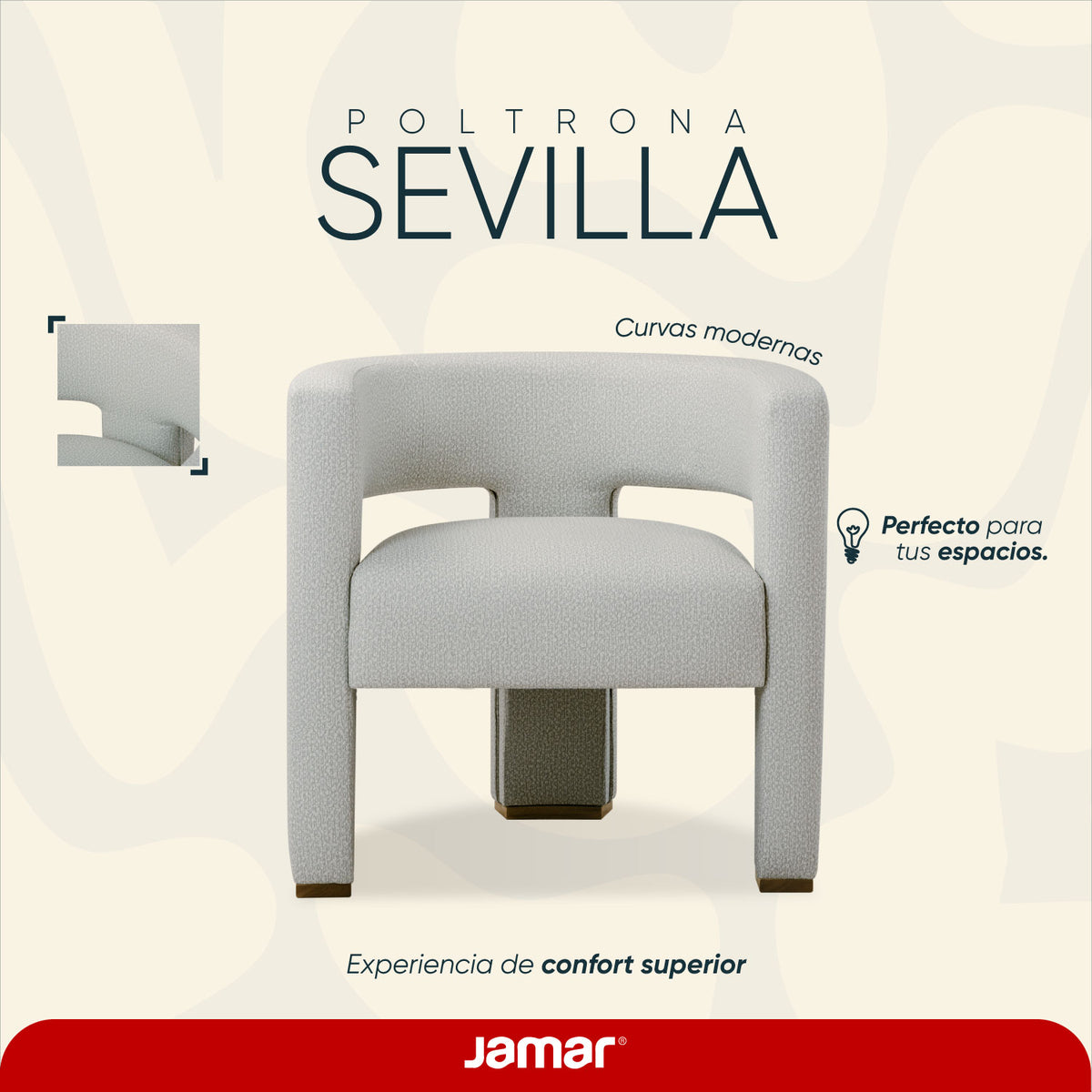 Poltrona Sevilla Eurolino Marfil, Natural