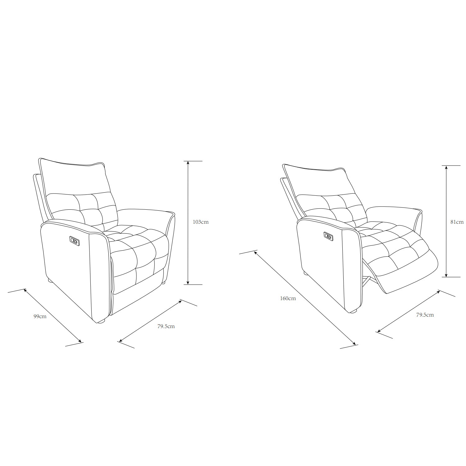 Sillón Reclinable Eléctrico Maya Chenille Blanco
