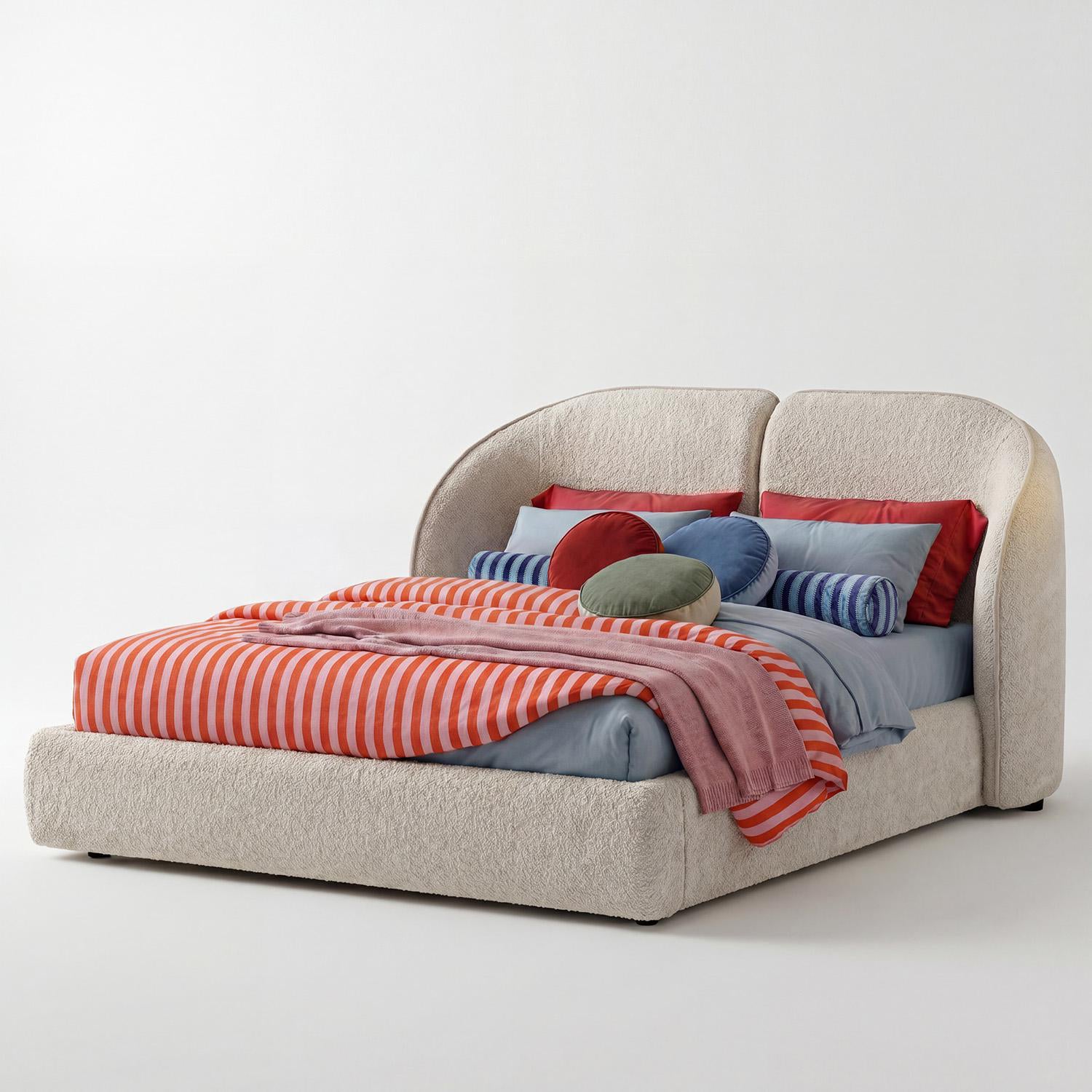 Cama Queen Sienna Microfibra Burdeux Crudo