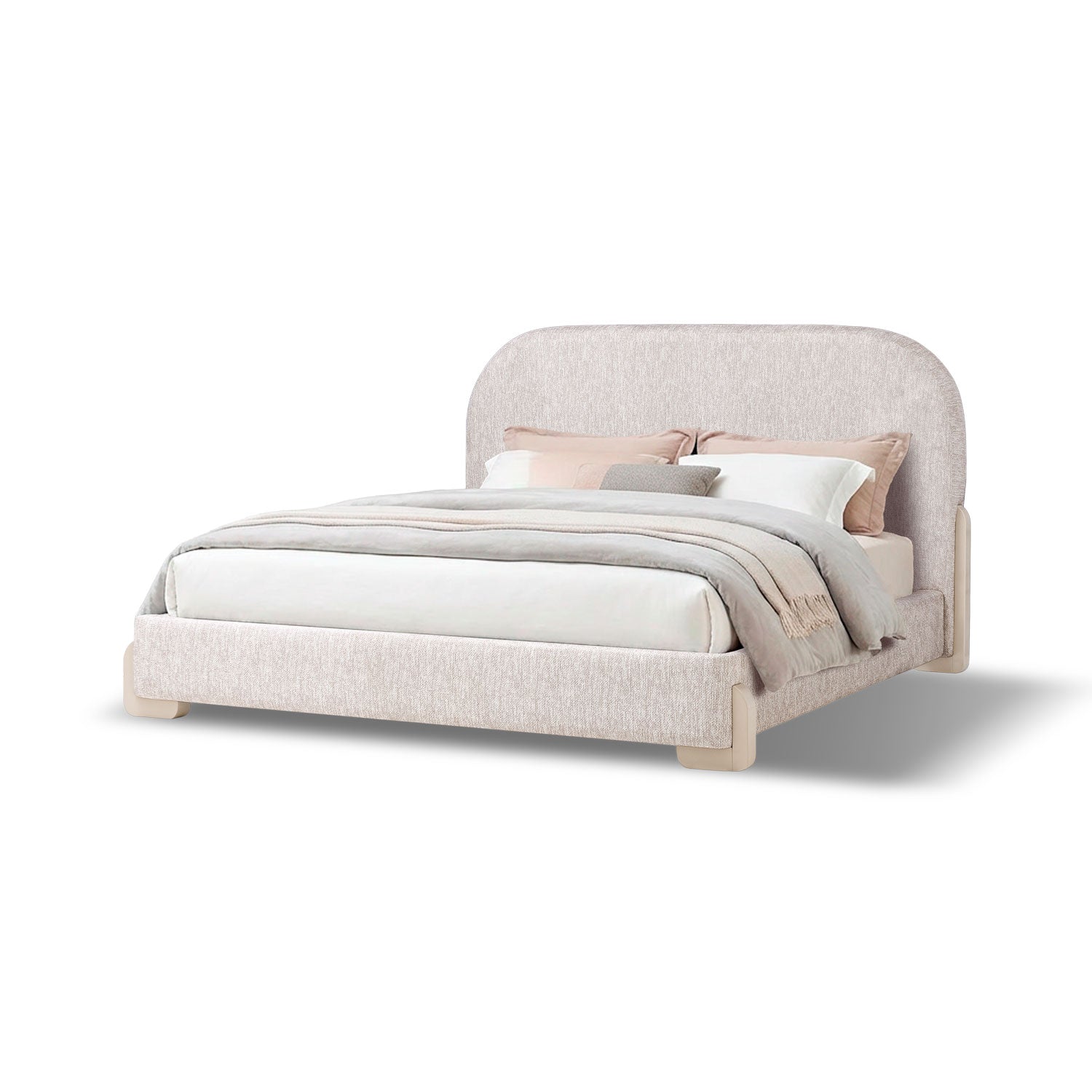 Cama Queen London Microfibra Crudo, Latte.