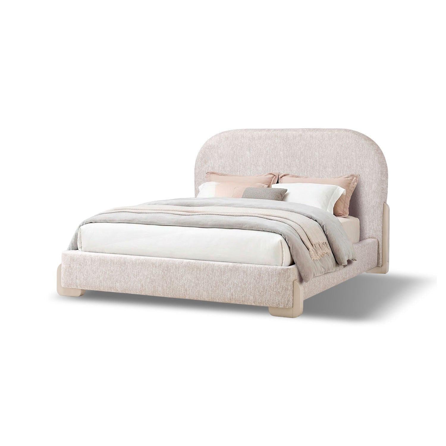 Cama Doble London Microfibra Crudo, Latte.