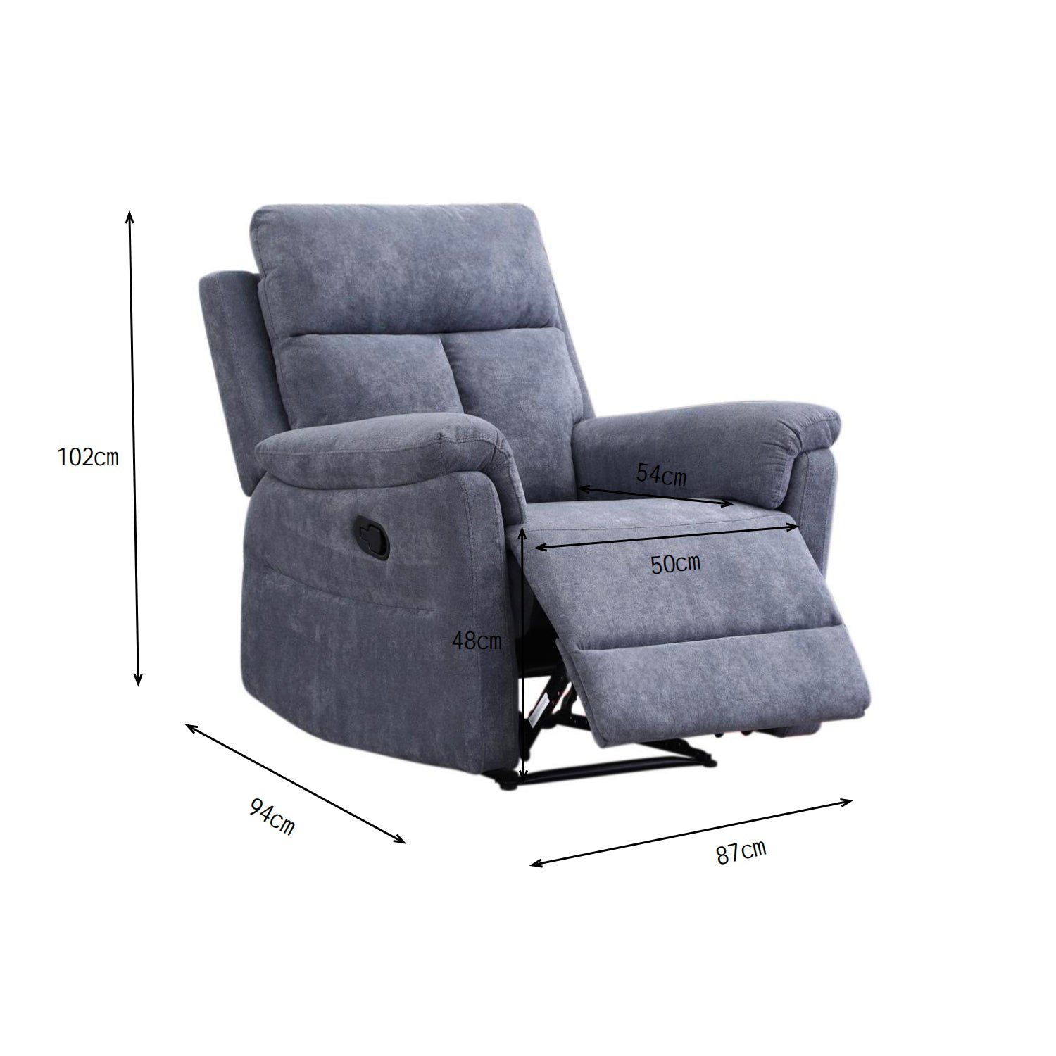 Sillón Reclinable Roterdam Chenille Plomo