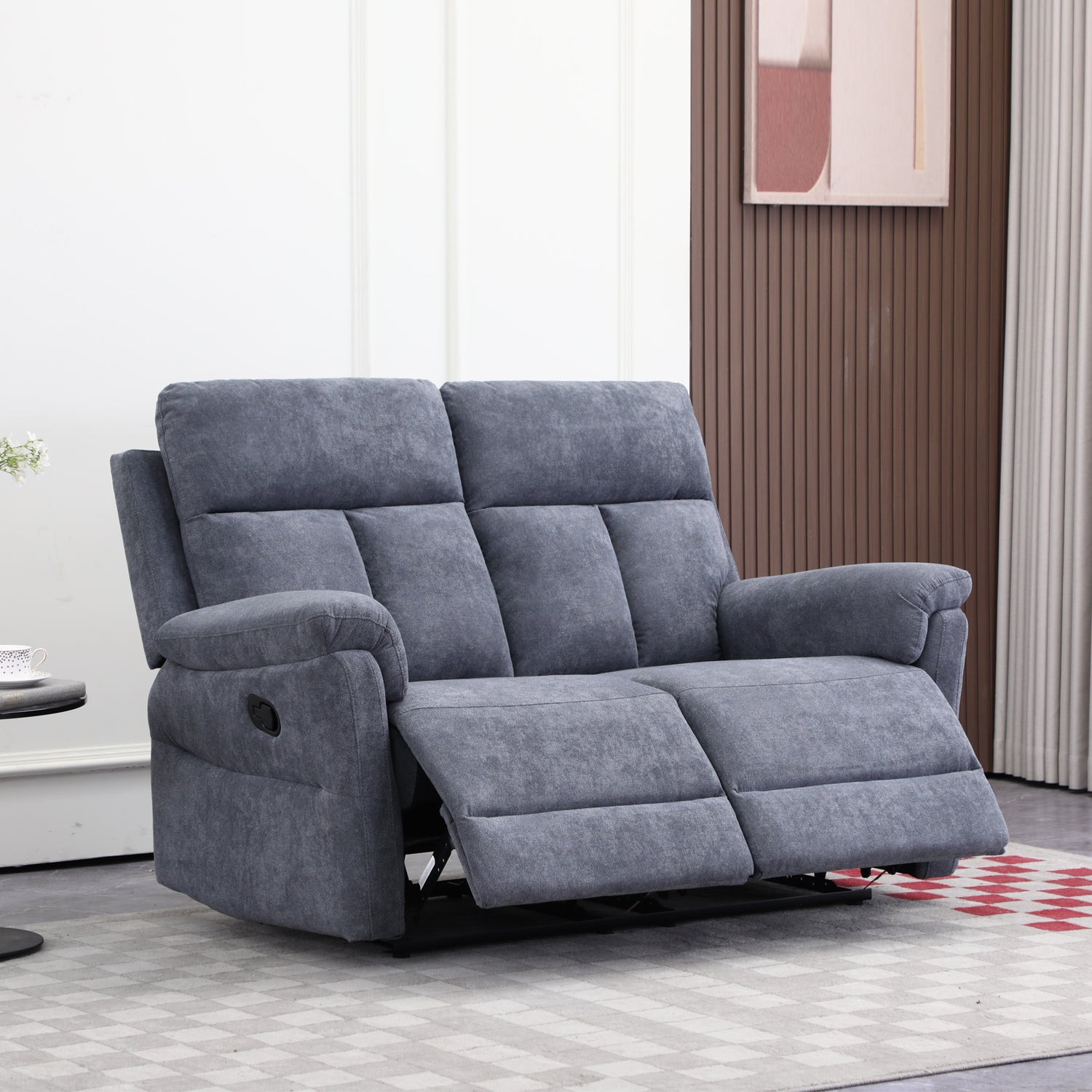 Sofá Reclinable 2 Puestos Roterdam Chenille Plomo