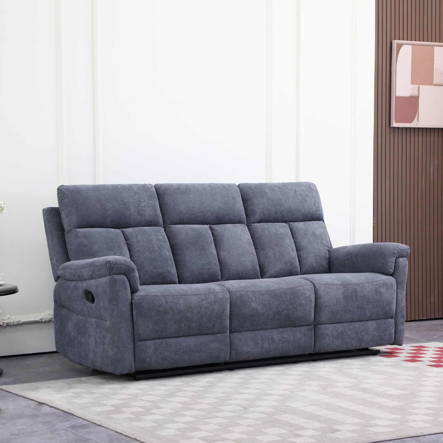 Sofá Reclinable 3 Puestos Roterdam Chenille Plomo