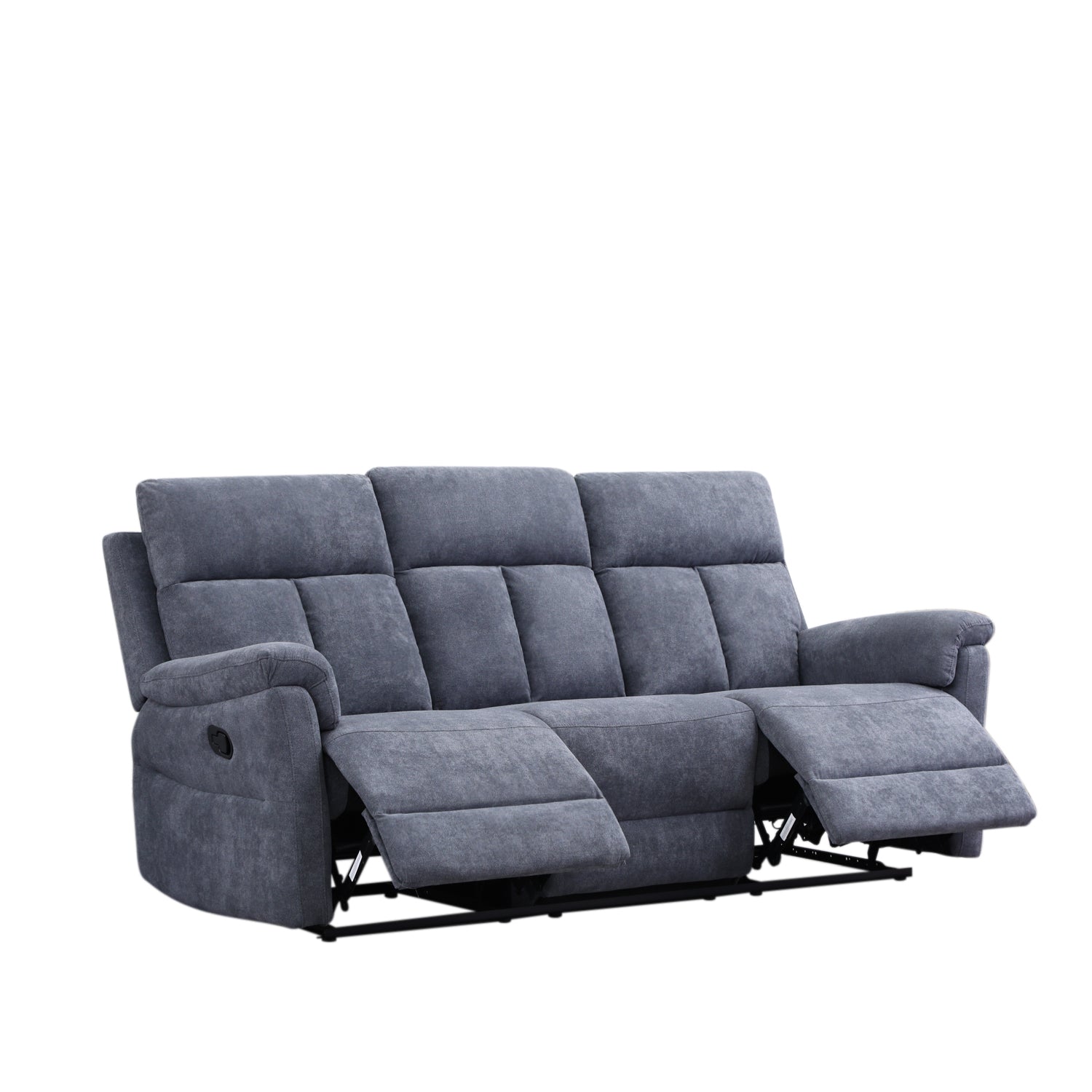 Sofá Reclinable 3 Puestos Roterdam Chenille Plomo