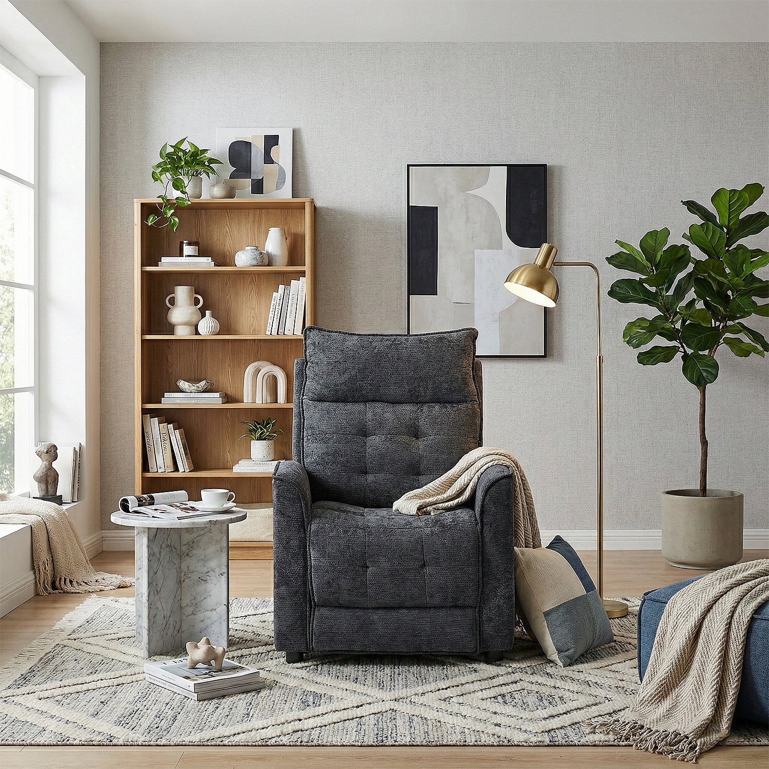 Sillón Reclinable Eléctrico Maya Chenille Plomo