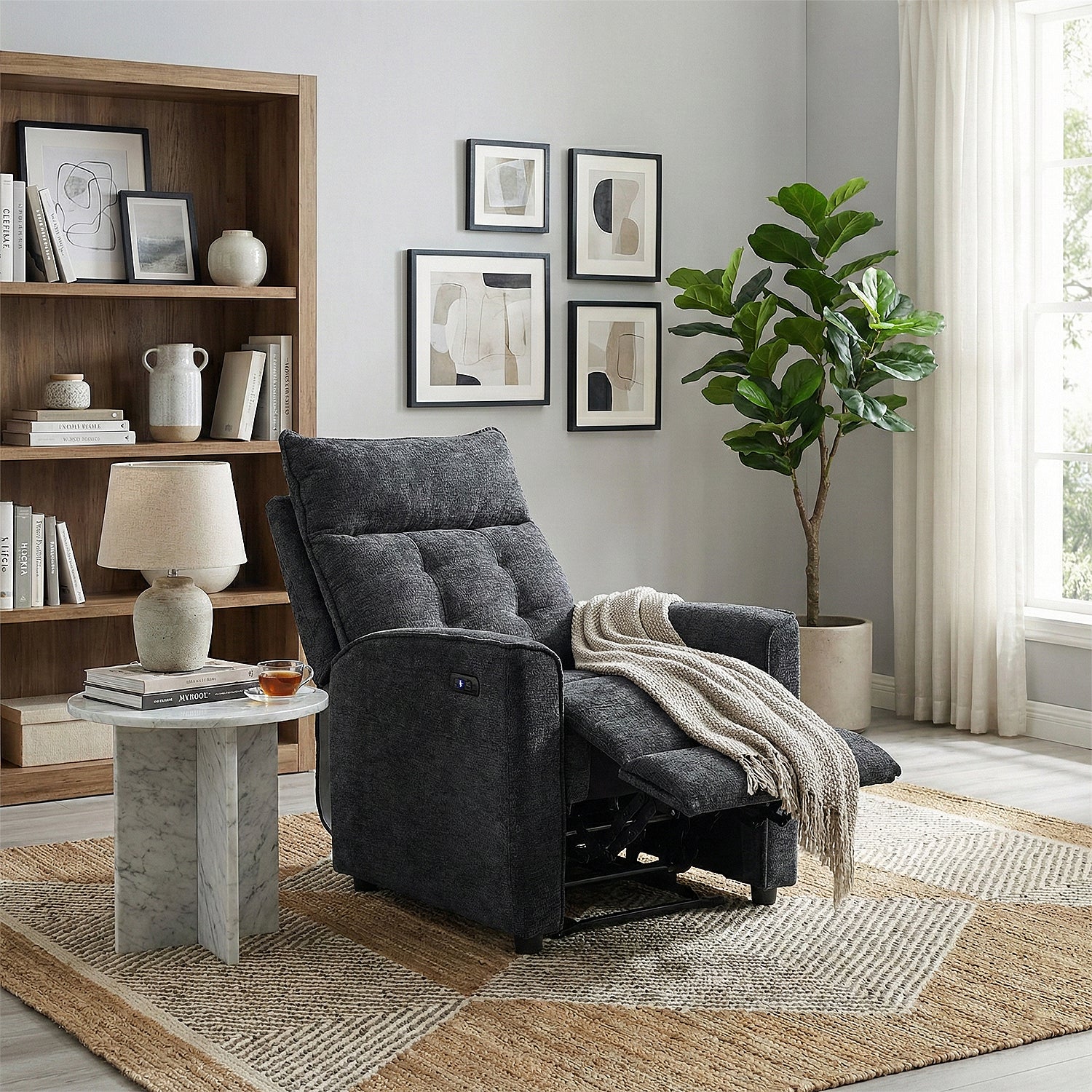 Sillón Reclinable Eléctrico Maya Chenille Plomo