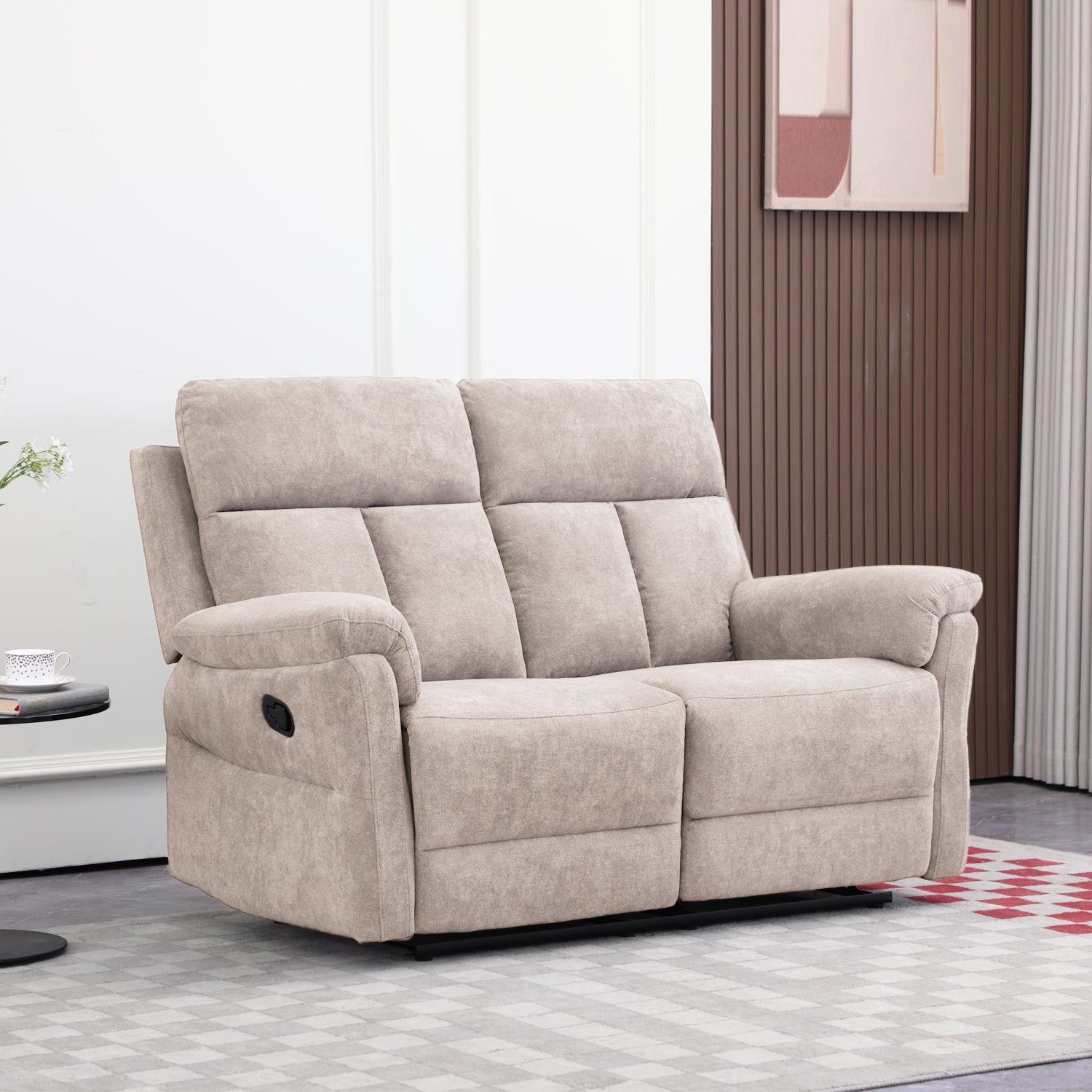 Sofá Reclinable 2 Puestos Roterdam Chenille Beige