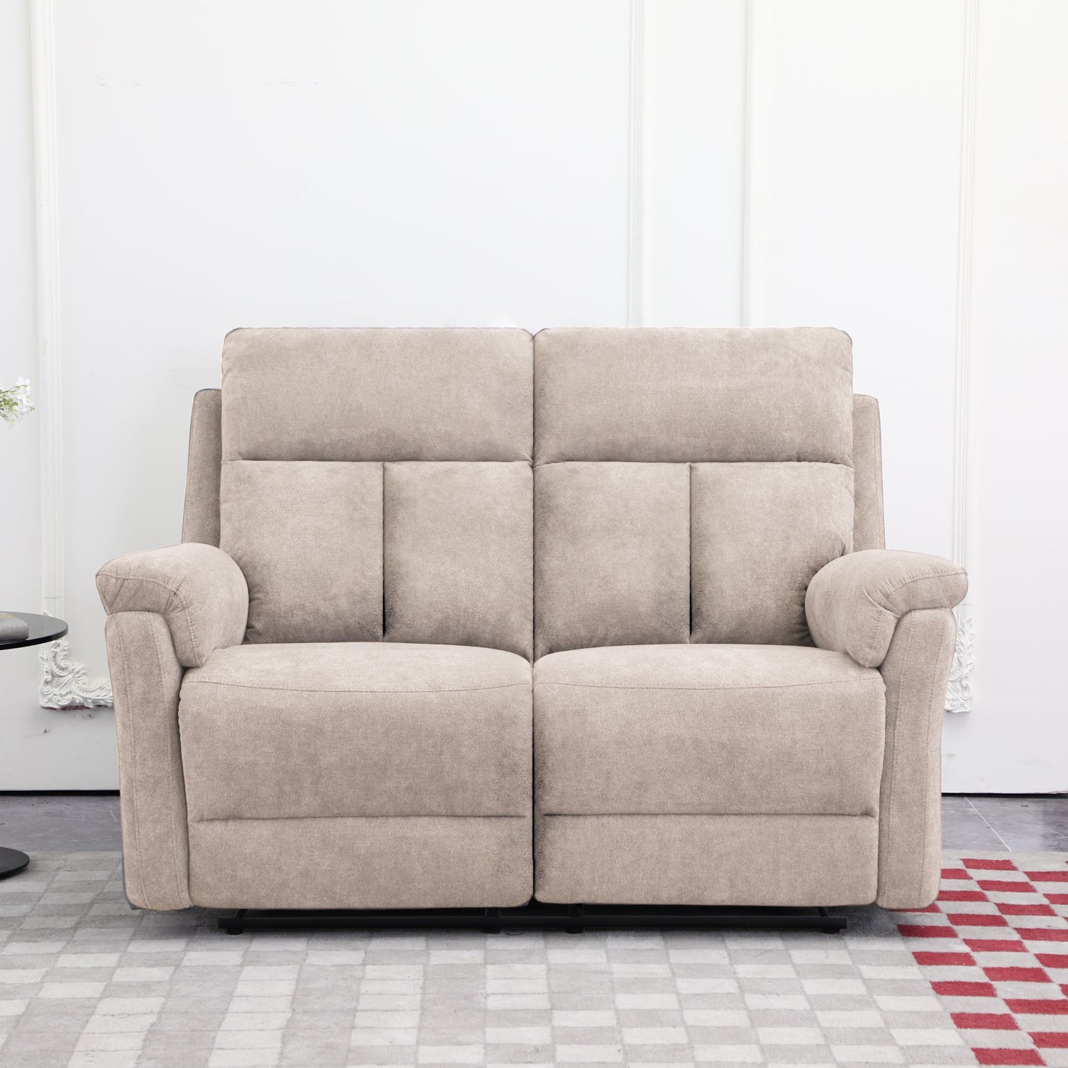 Sofá Reclinable 2 Puestos Roterdam Chenille Beige