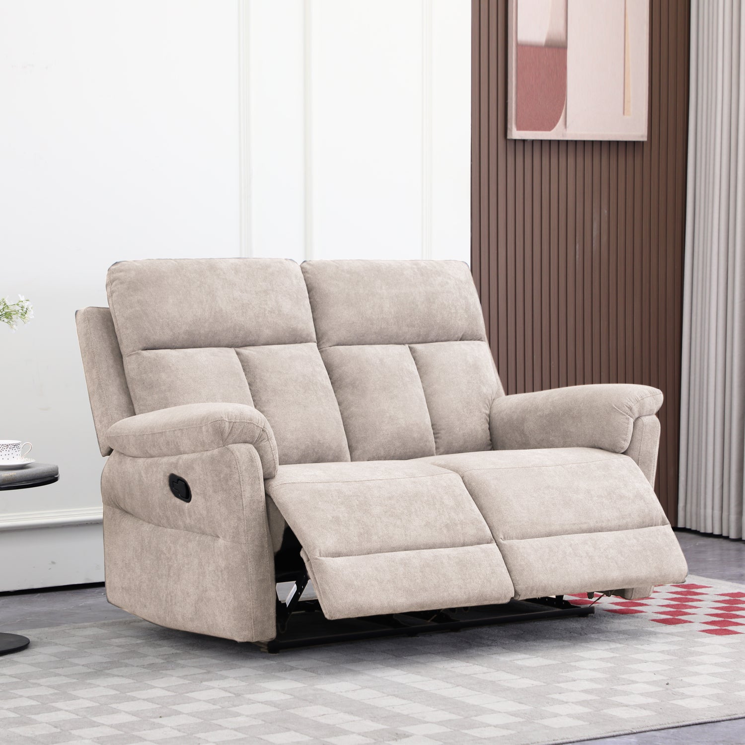 Sofá Reclinable 2 Puestos Roterdam Chenille Beige