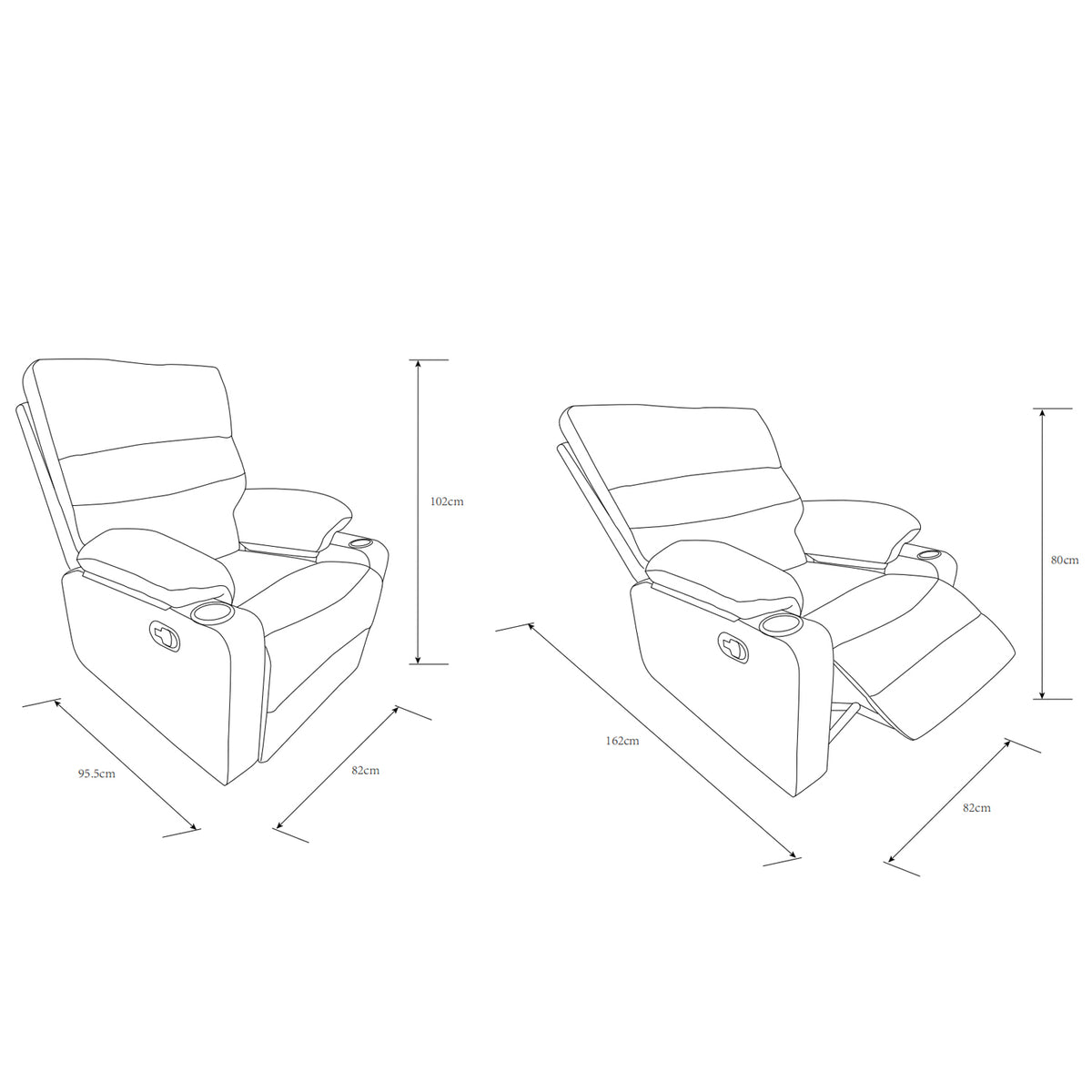 Sillón Reclinable Ari Chenille Gris