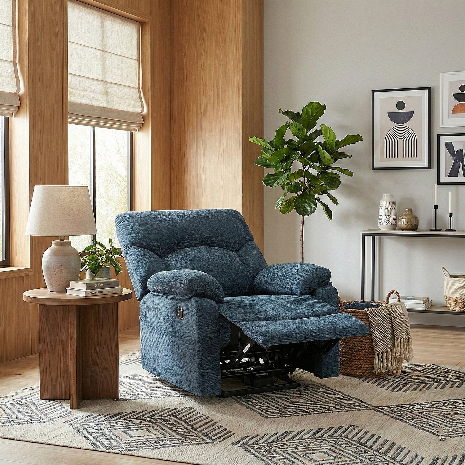 Sillón Reclinable Aspen Chenille Azul
