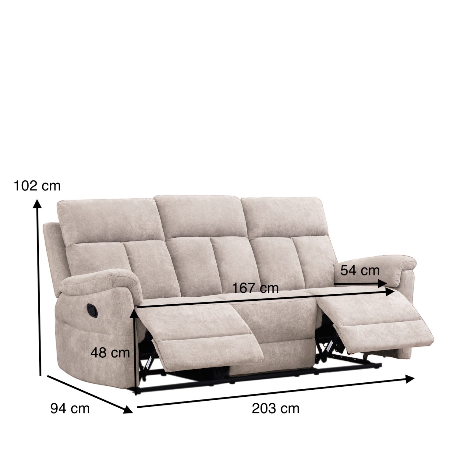 Sofá Reclinable 3 Puestos Roterdam Chenille Beige