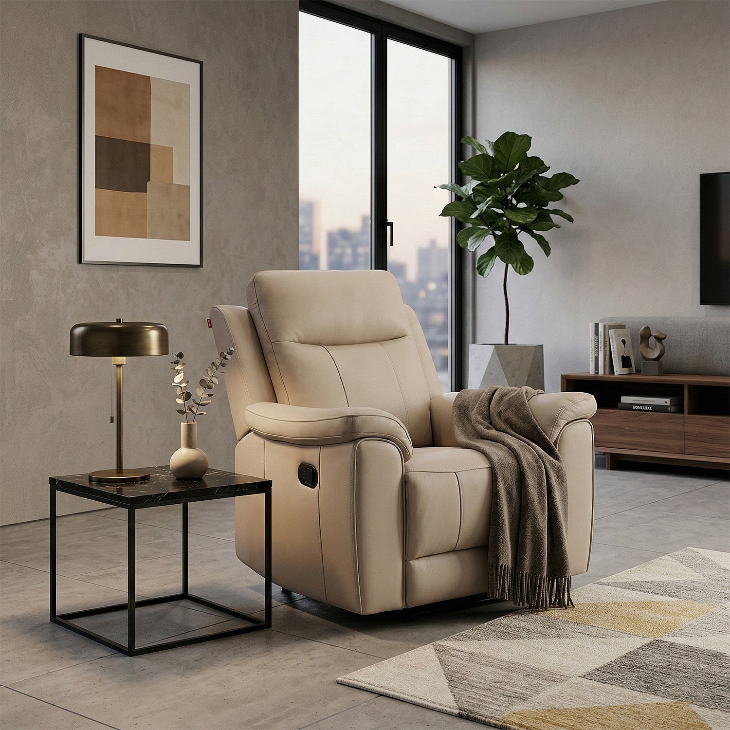 Sillón Reclinable Lola Cuero Beige