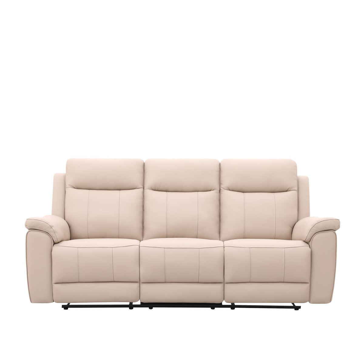 Sofá Reclinable 3 Puestos Lola Cuero Beige