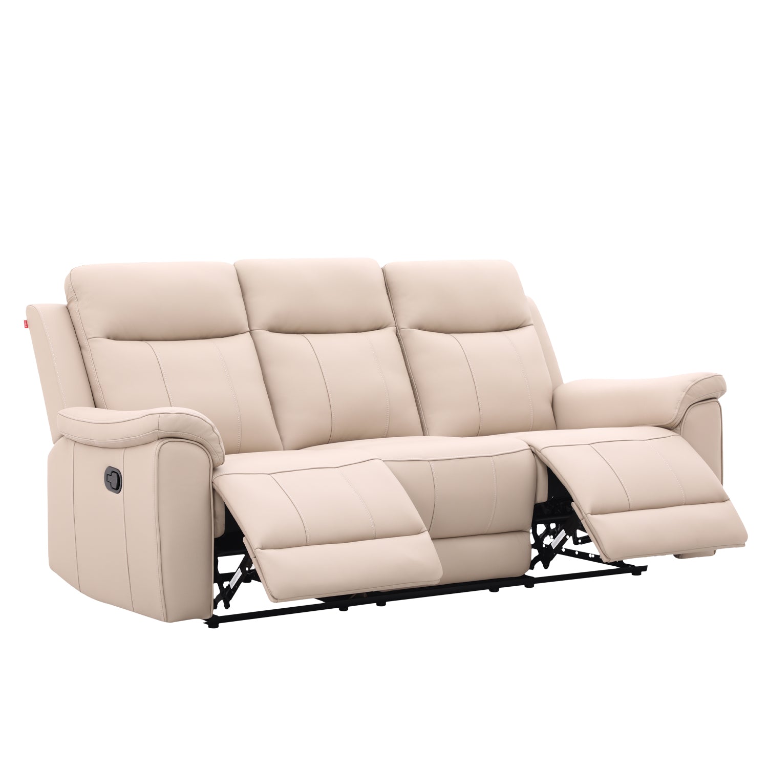 Sofá Reclinable 3 Puestos Lola Cuero Beige