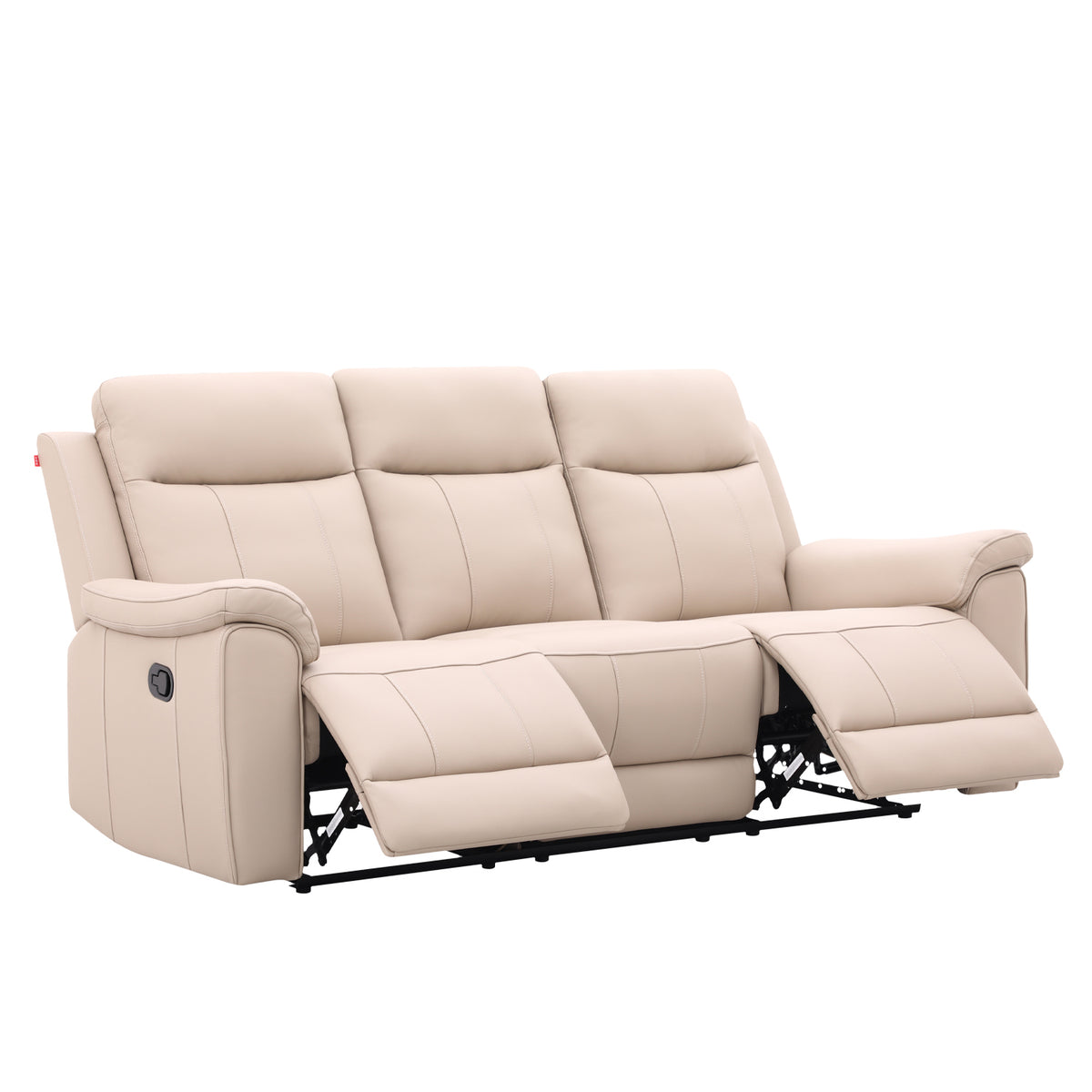 Sofá Reclinable 3 Puestos Lola Cuero Beige