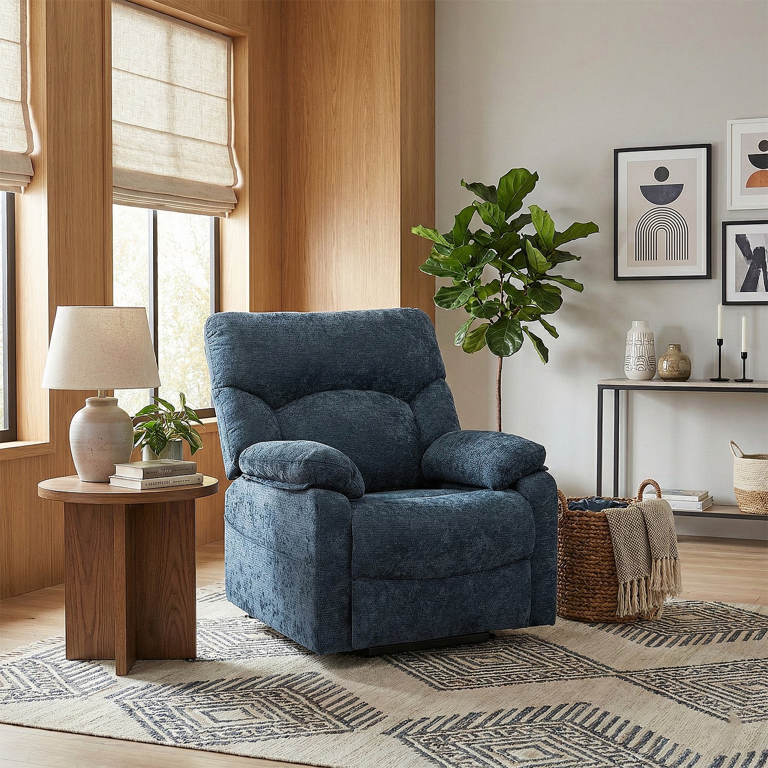 Sillón Reclinable Aspen Chenille Azul