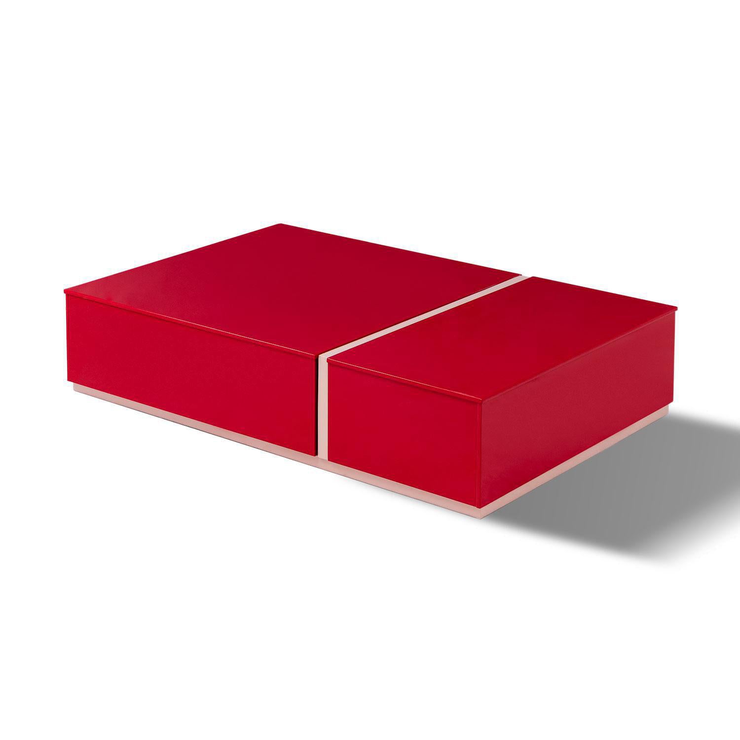 Mesa De Centro Lizzi Roja,Rosa Premium.