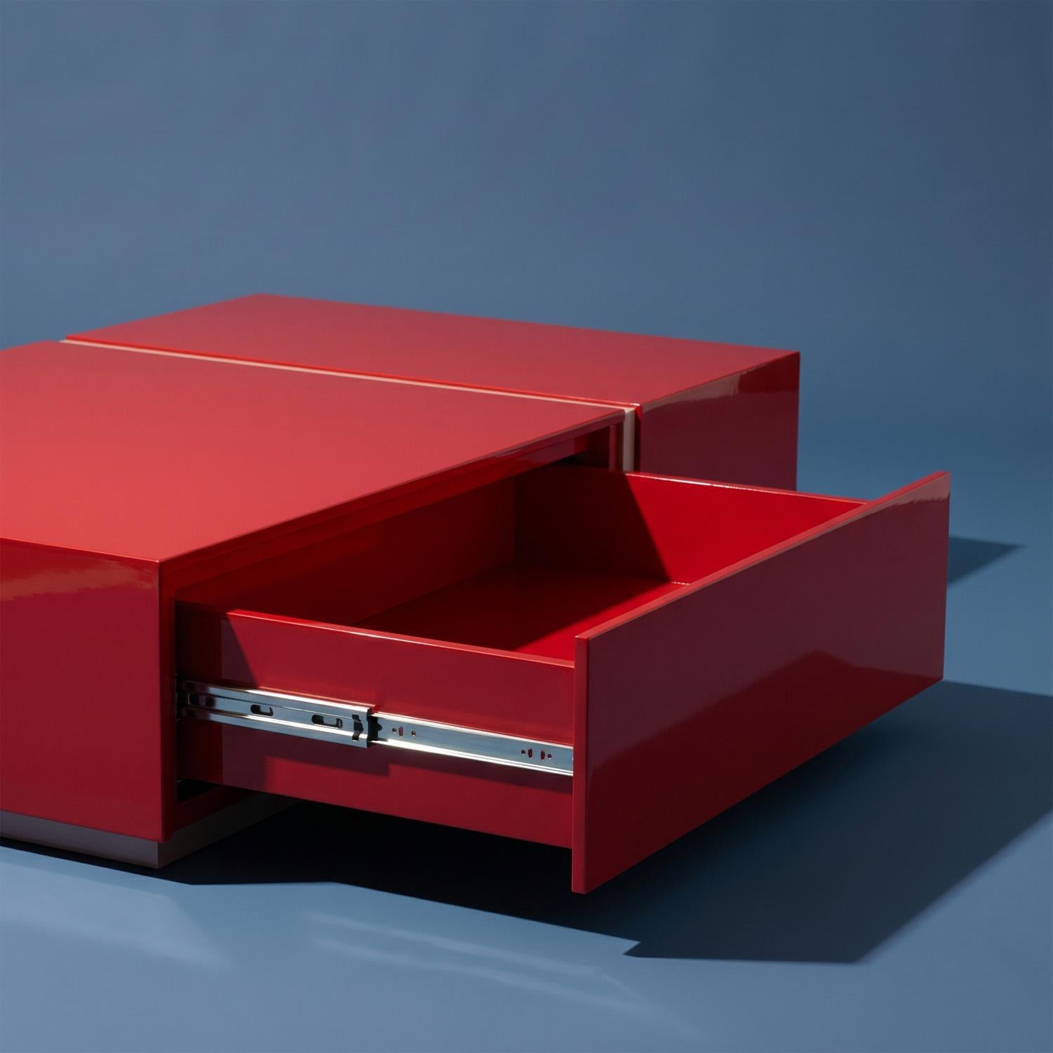 Mesa De Centro Lizzi Roja,Rosa Premium.