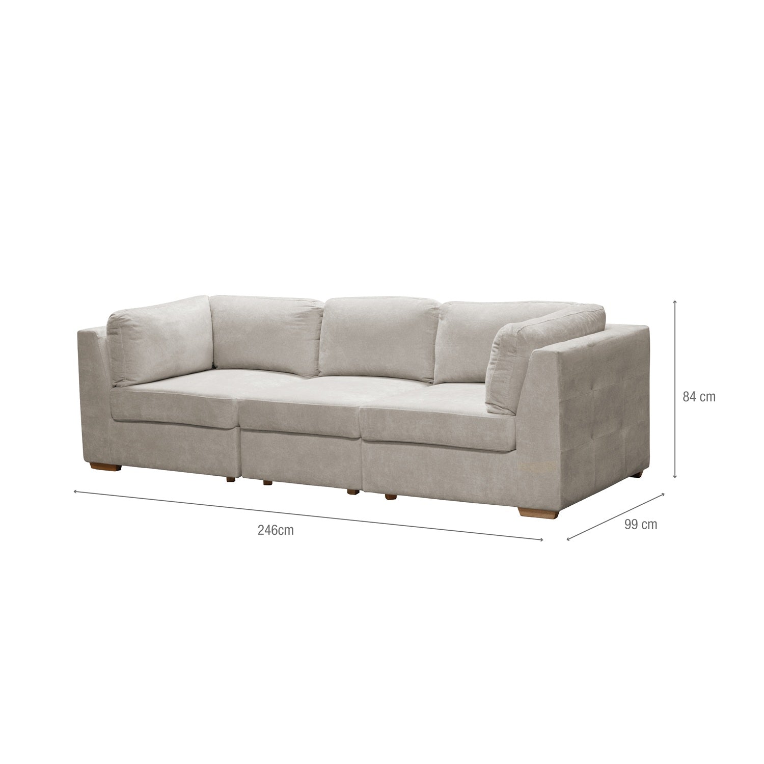 Sofá Astro 3 Puestos Chenille Impetu Beige, Natural 3 Piezas